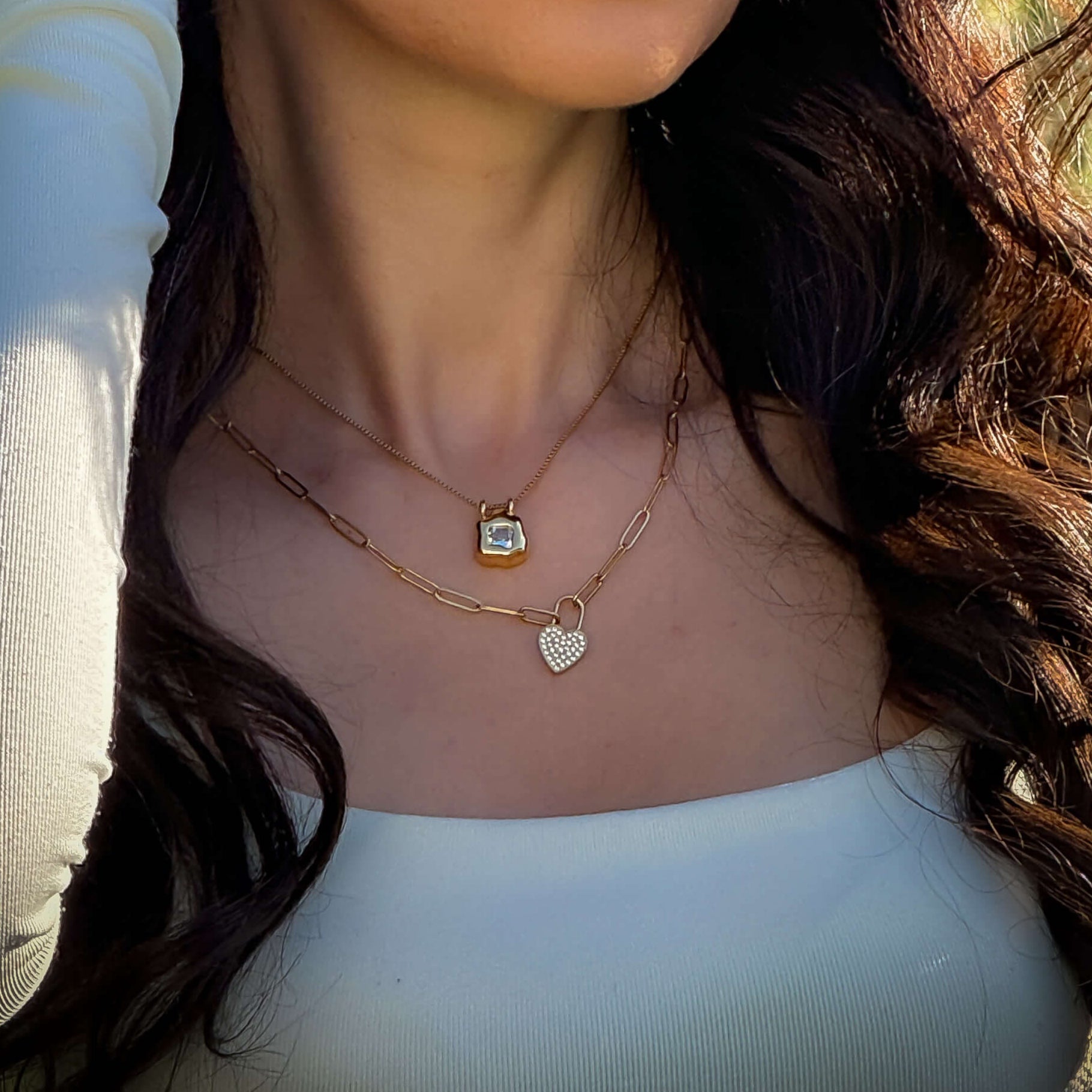 Pave Heartlock Necklace