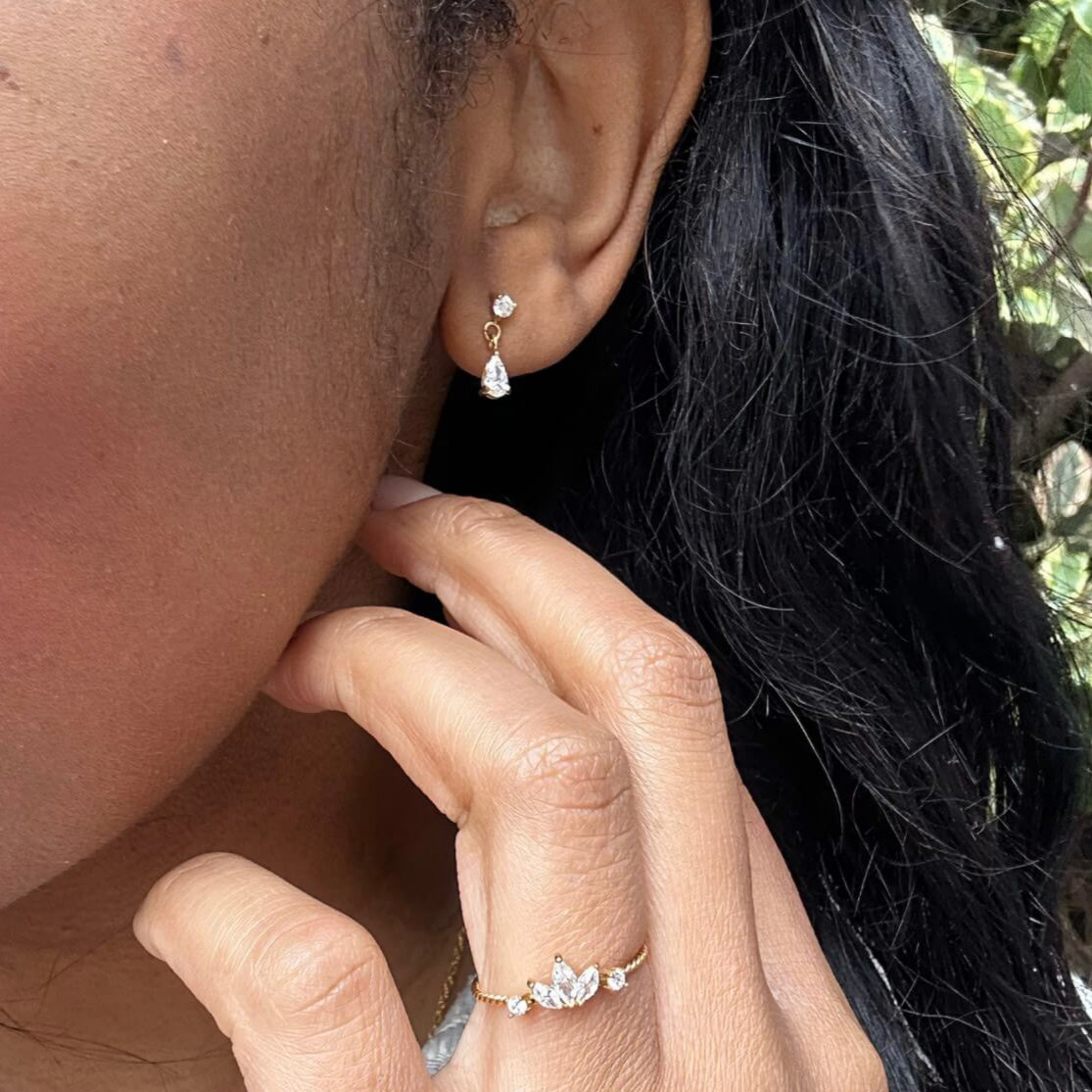 Afton Teardrop CZ Earrings