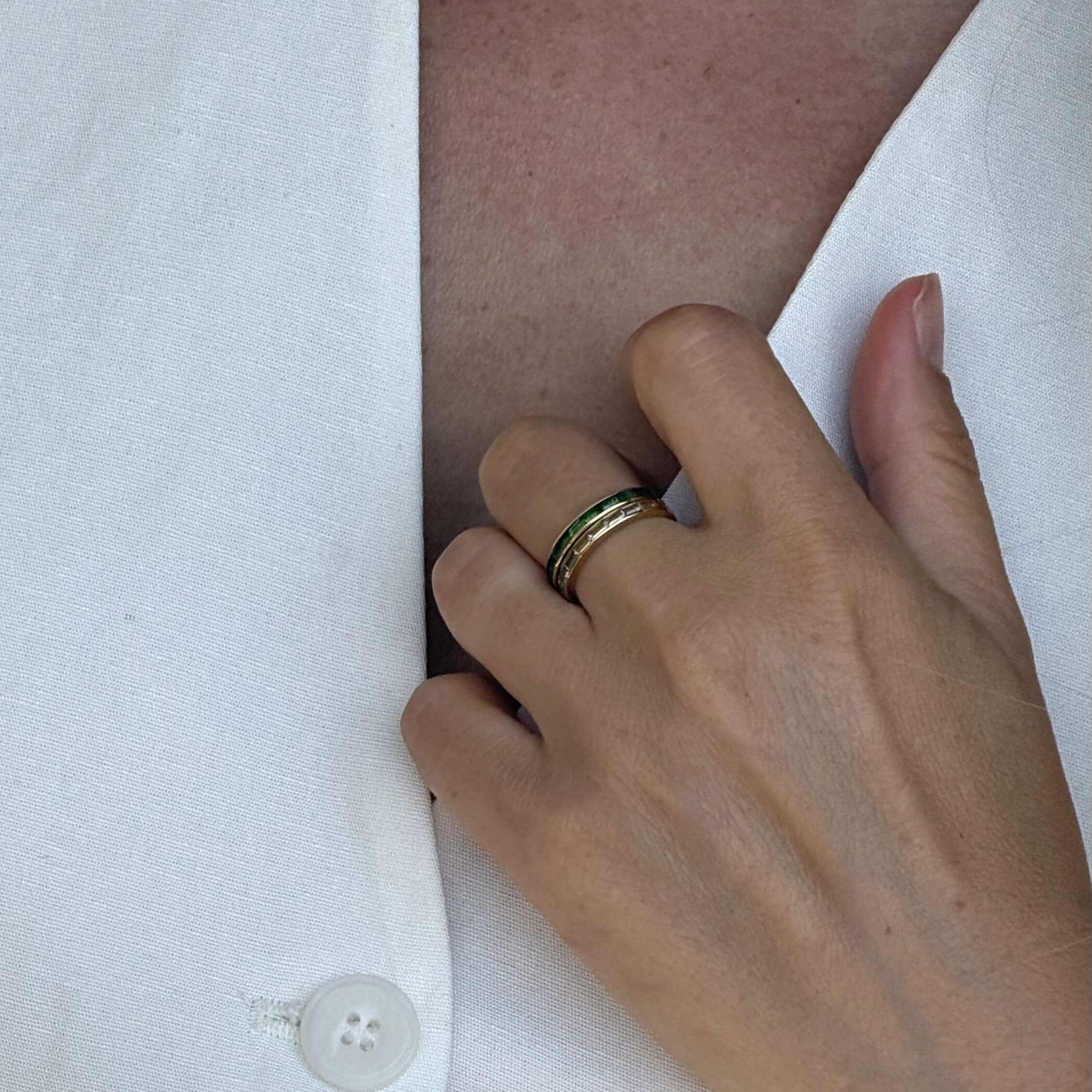 Emerald Slim Band Ring