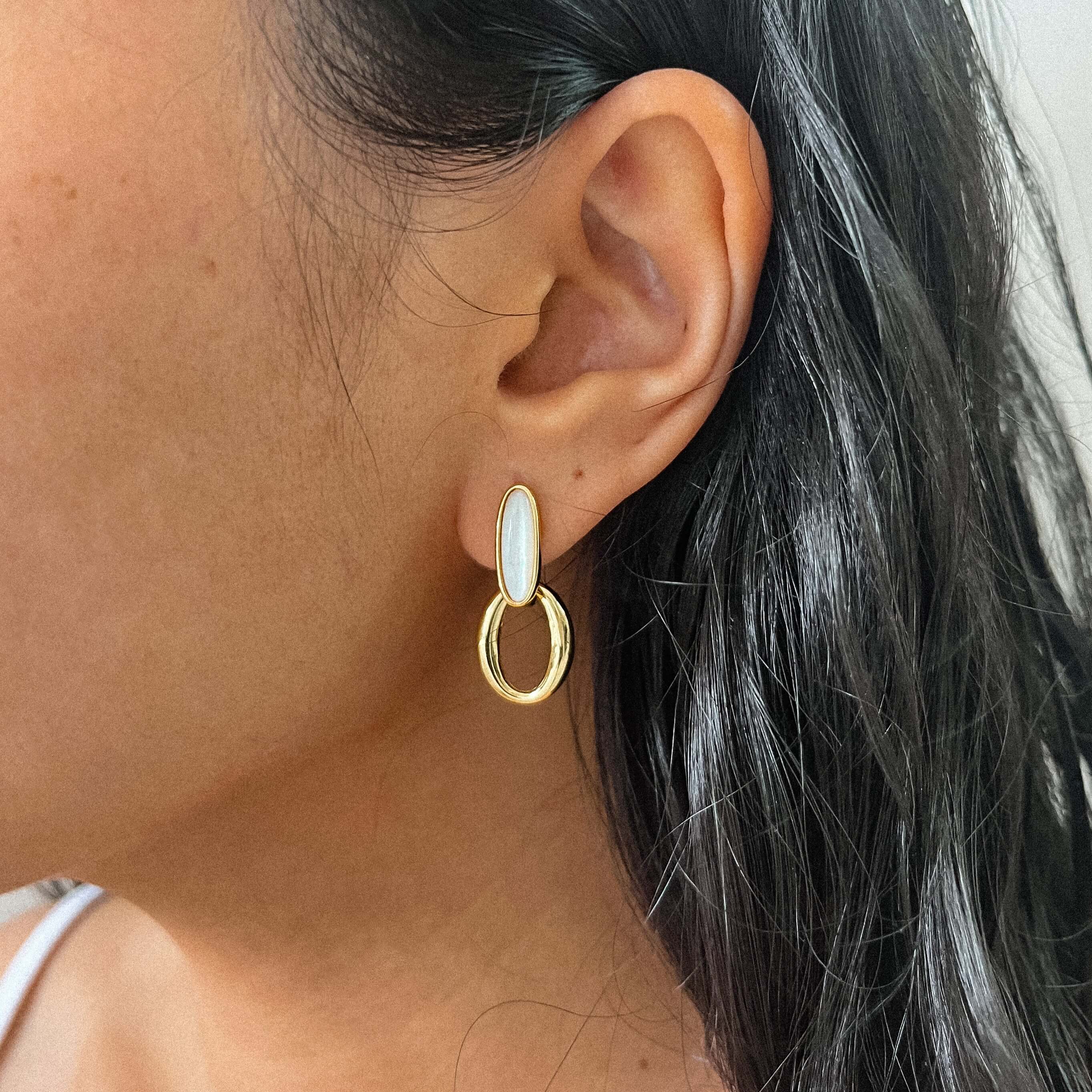 Nerida Mother of Pearl Hoop Earrings