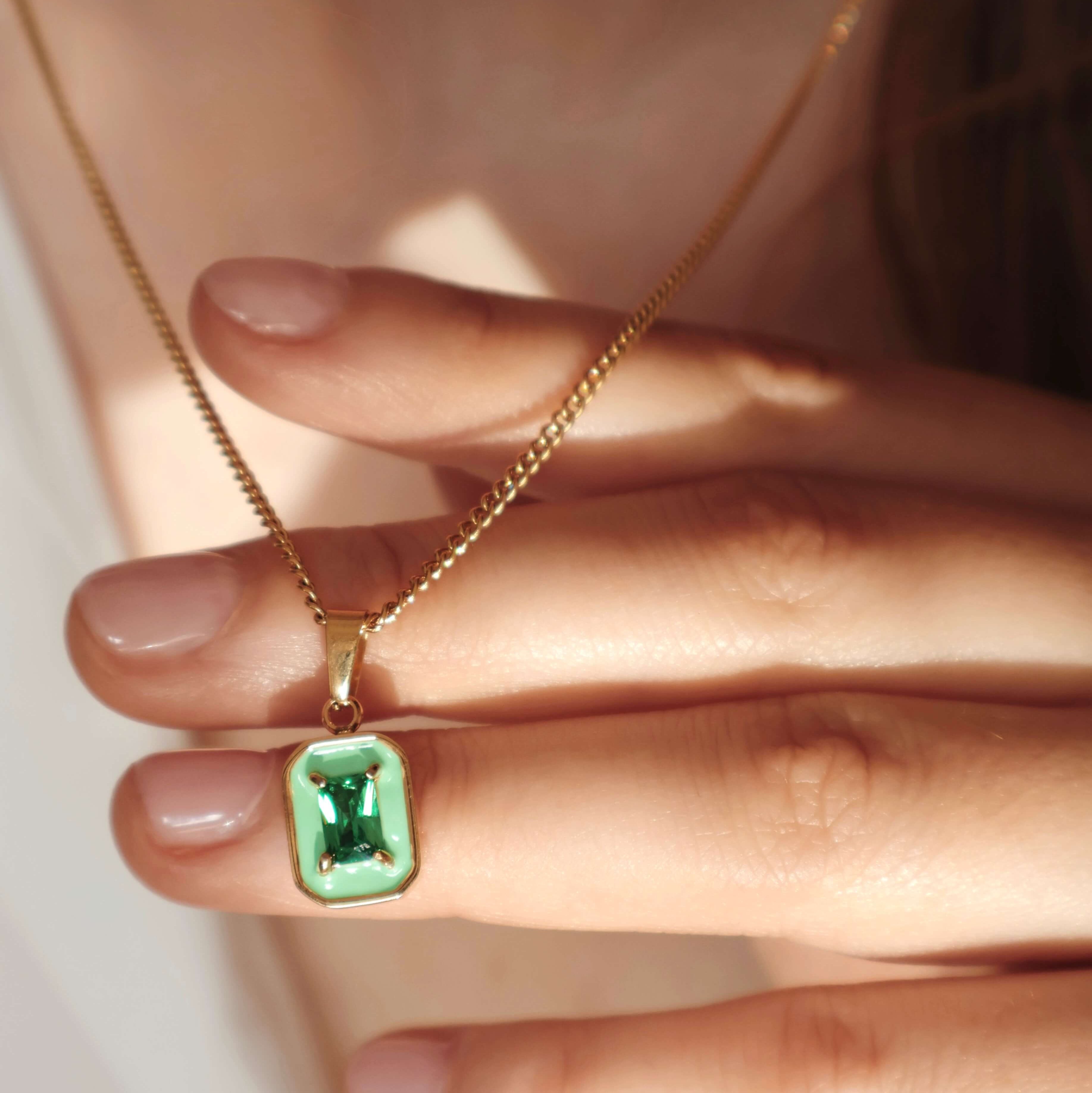 Verdant Square Pendant Necklace