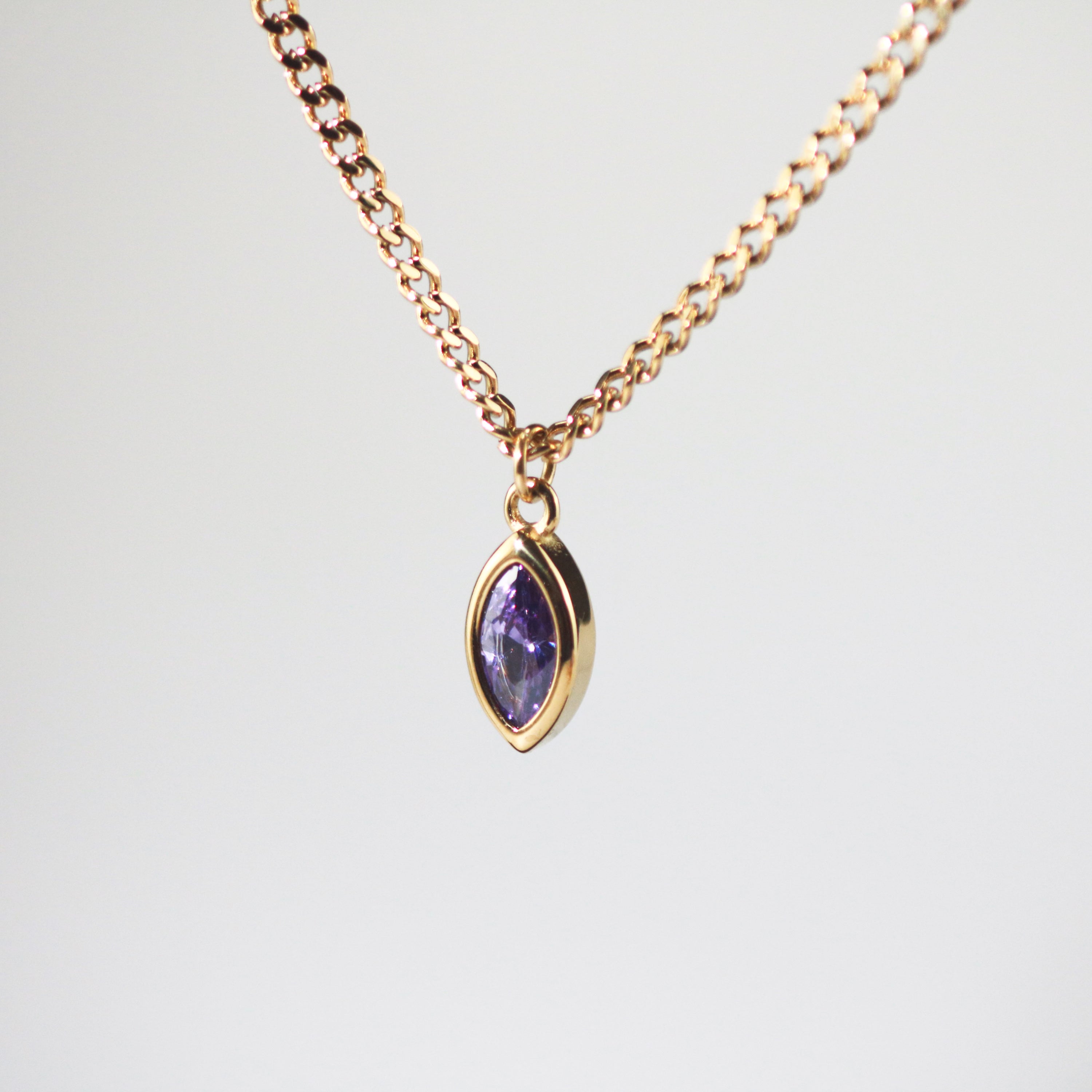 Meideya Jewelry Amethyst Marquise Pendant necklace