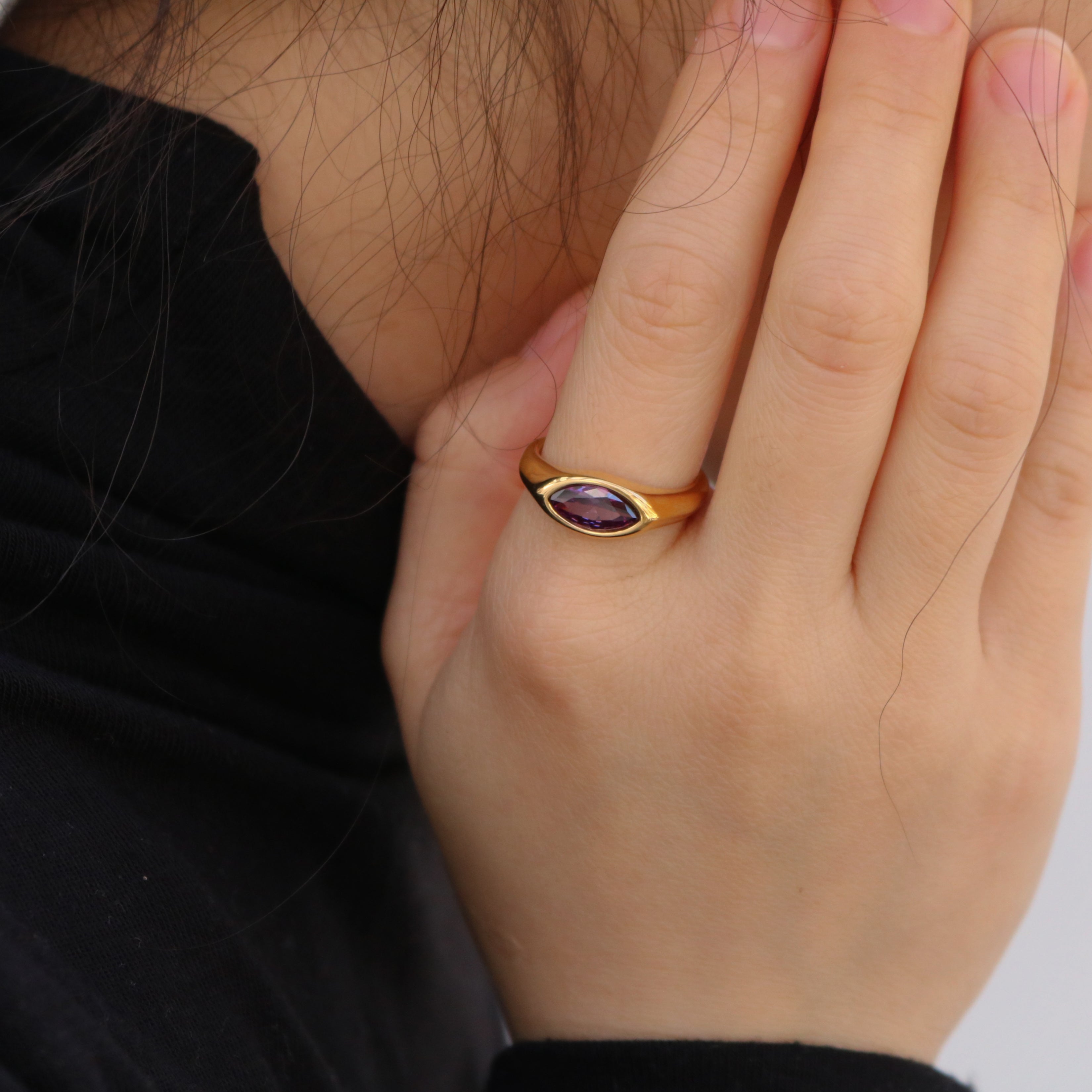 Meideya Jewelry Amythest Marquise Ring