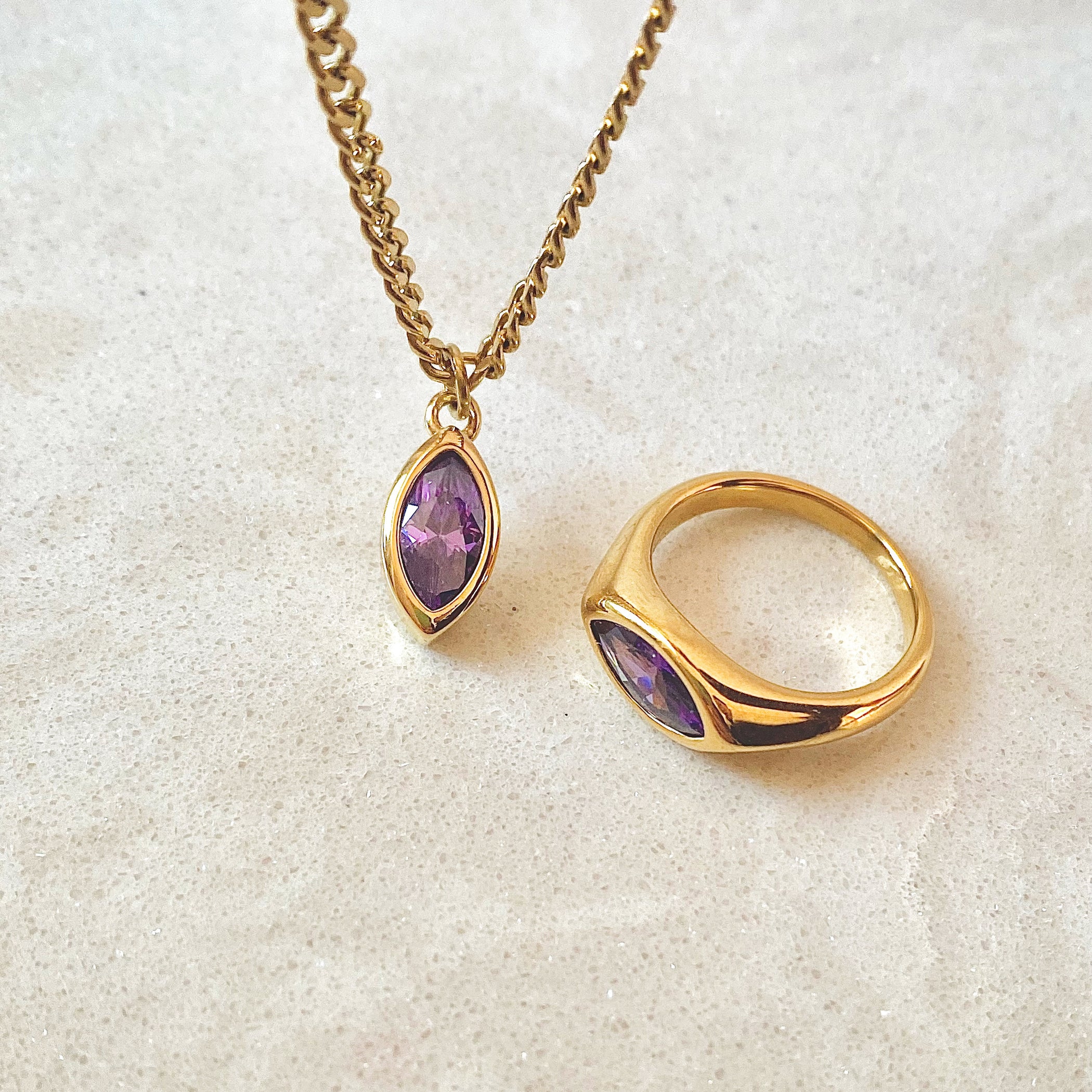 Meideya Jewelry Amythest Marquise Gemstone Jewelry