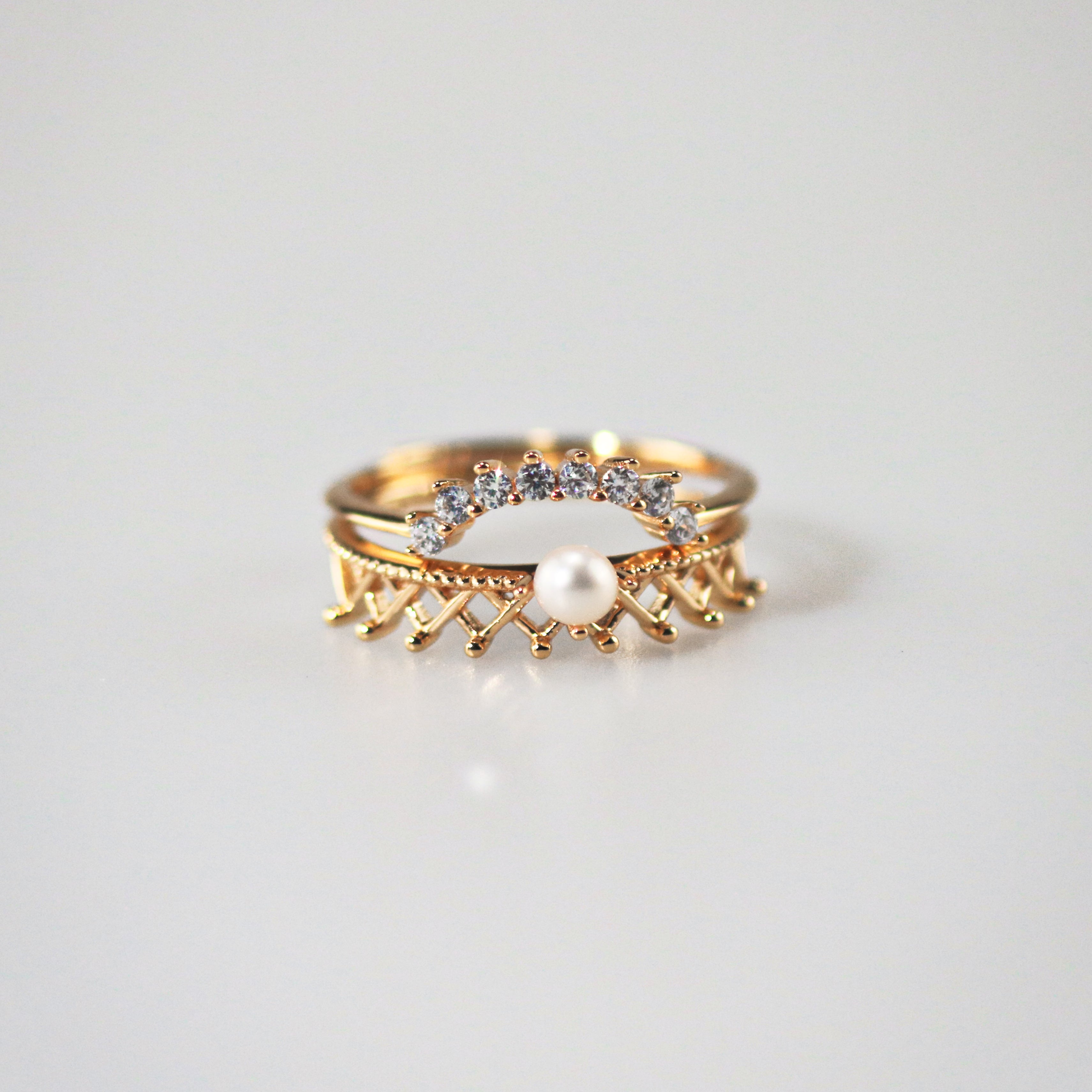 Perlenkronenring + Bogenbandring