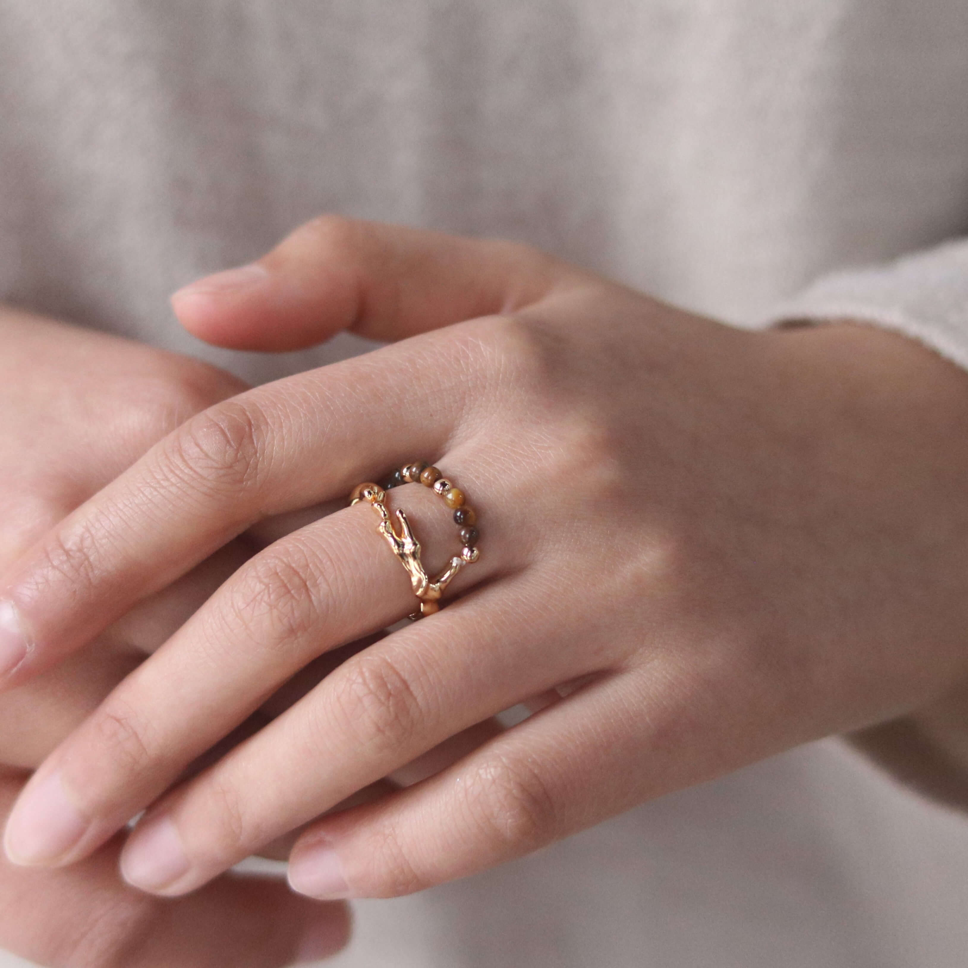 Aria Tigers Eye Beaded Ring