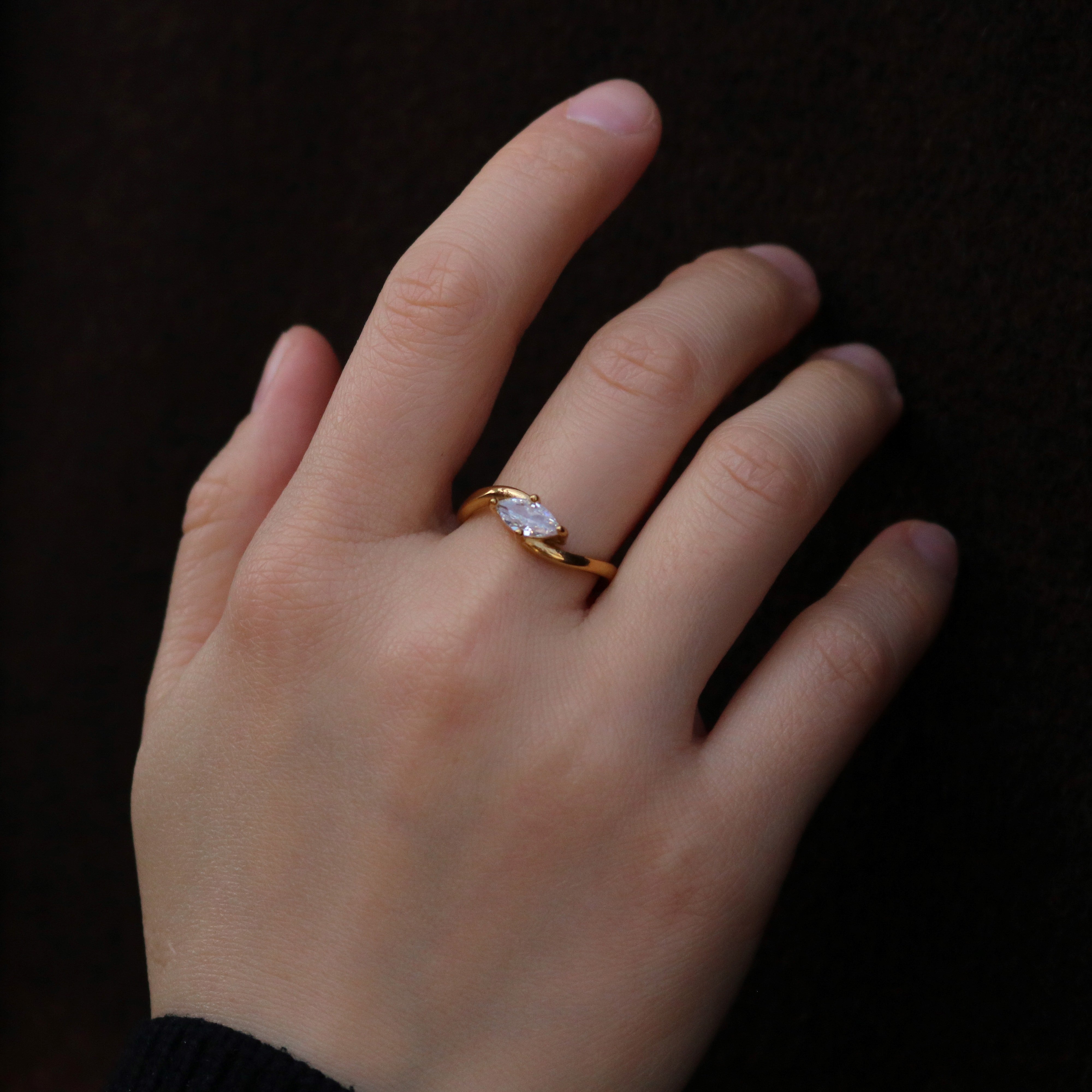 Meideya Jewelry Bypass Marquise Ring