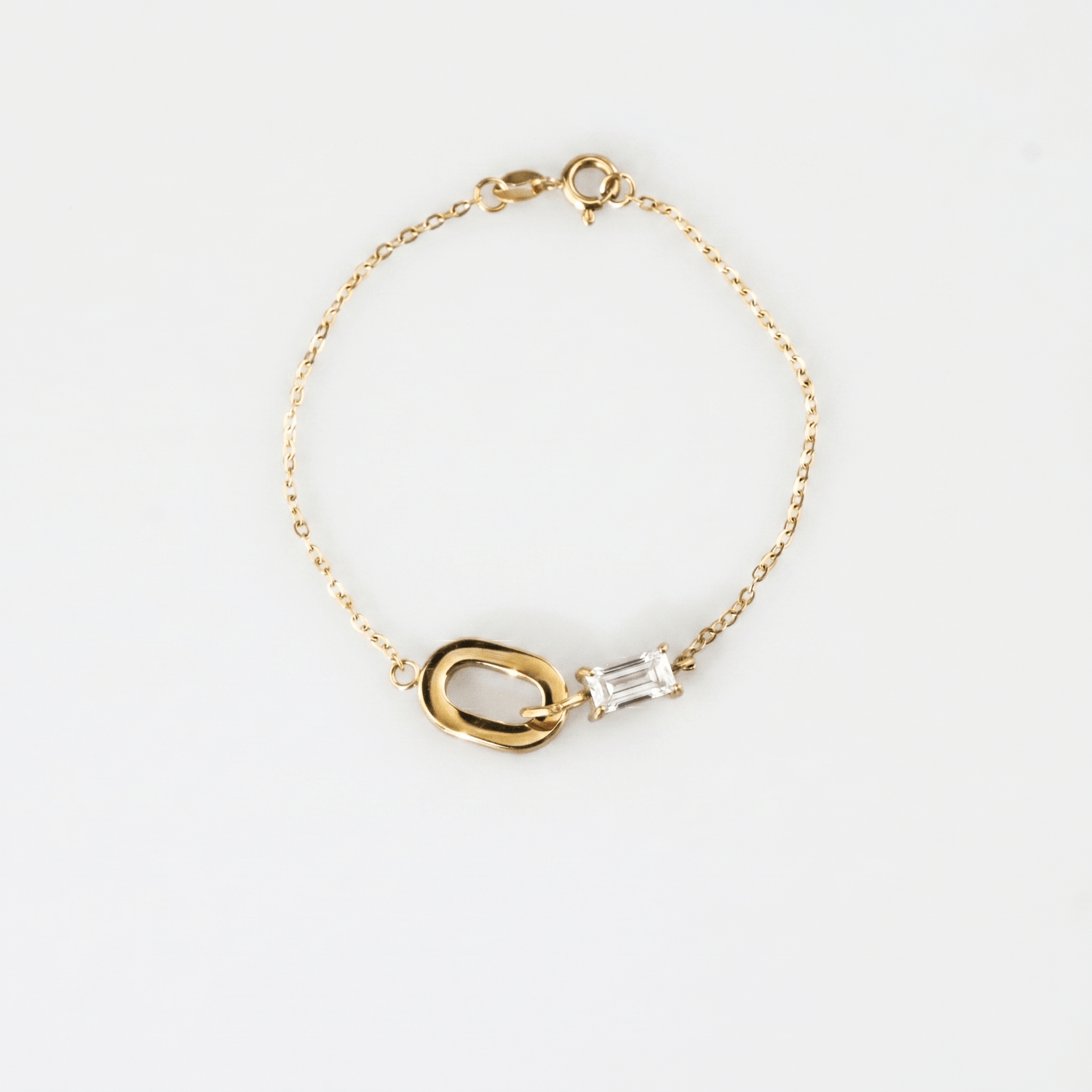 Baguette Oval Link Bracelet - White