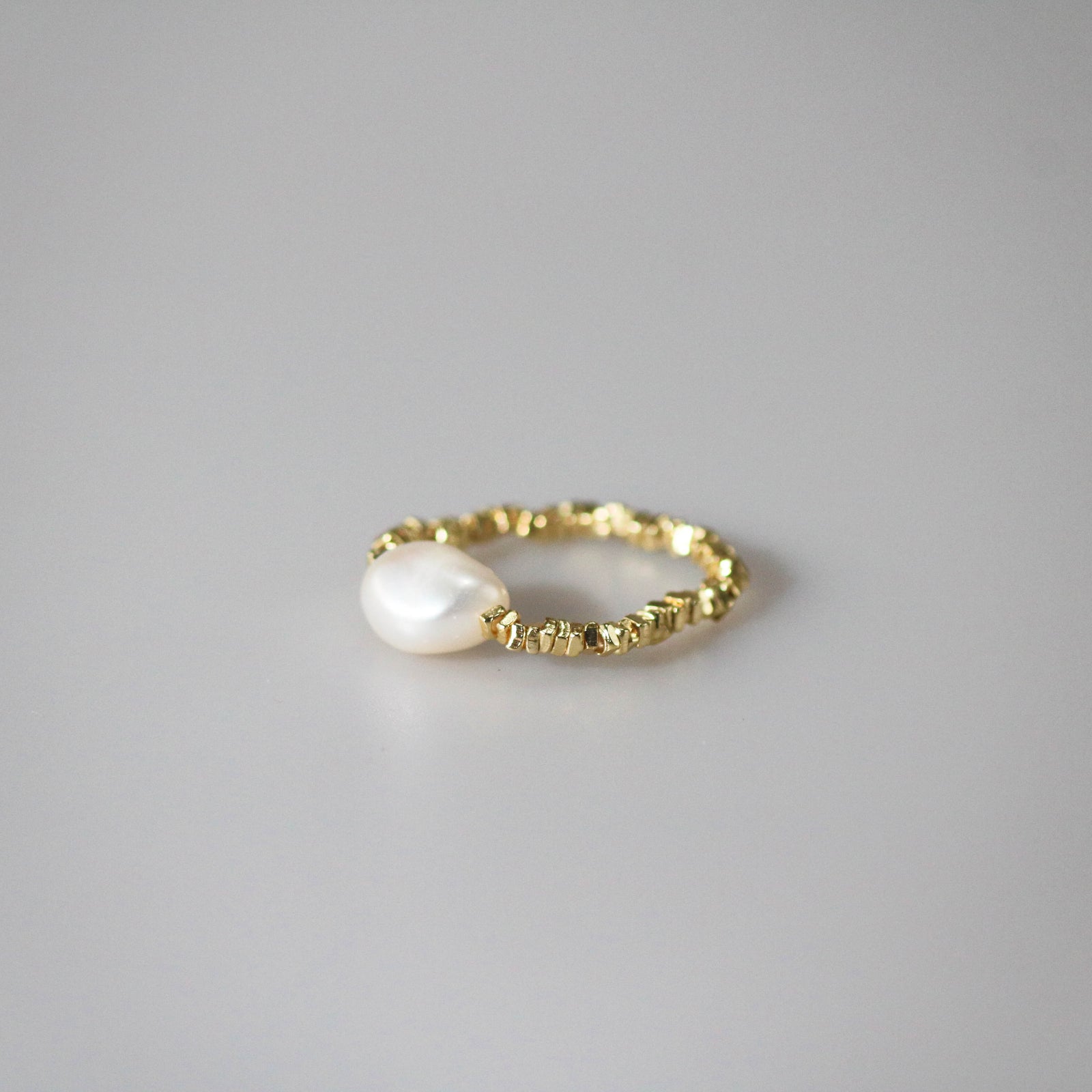 meideya jewelry pearl and gold beads stretchy ring