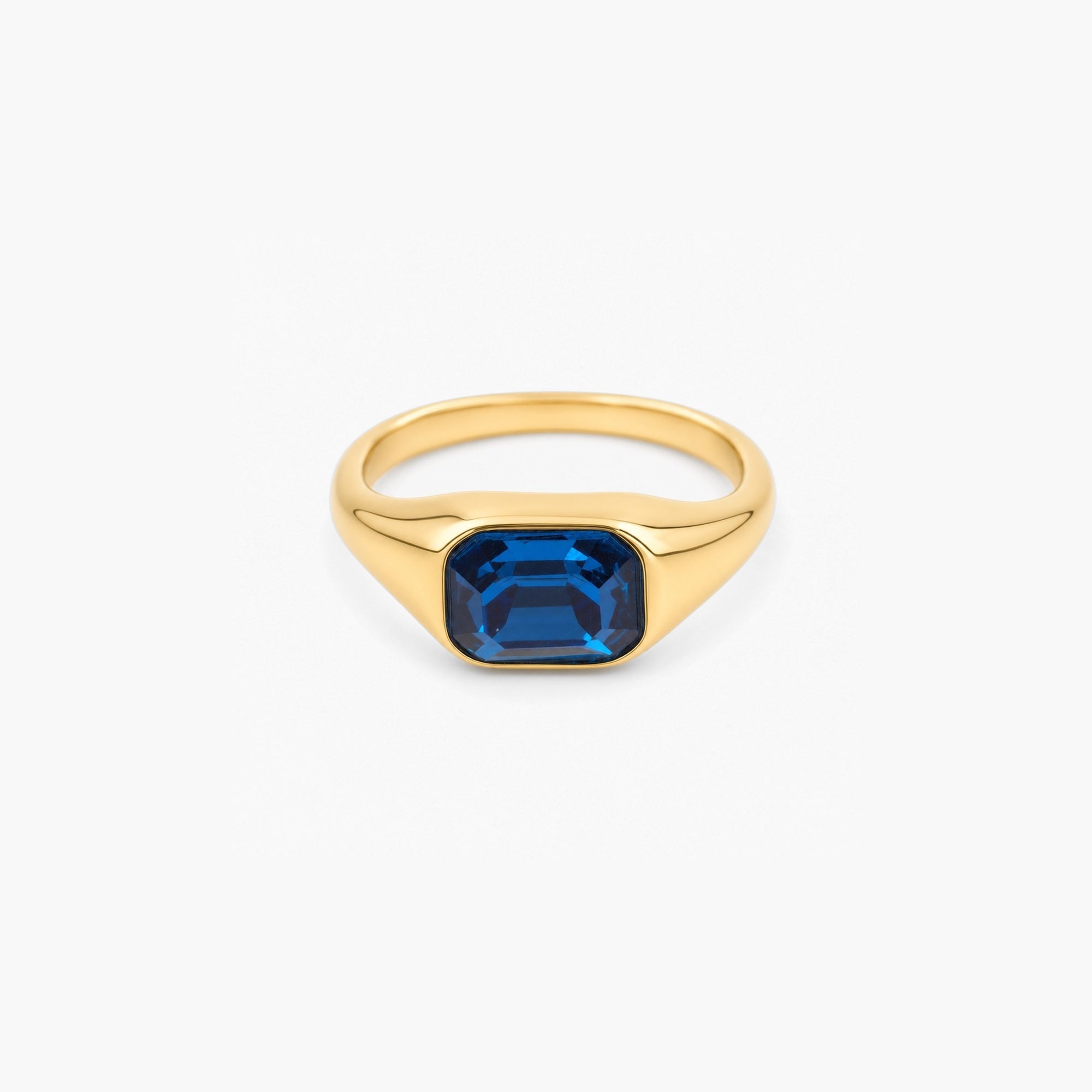 Blue Emerald Cut Ring