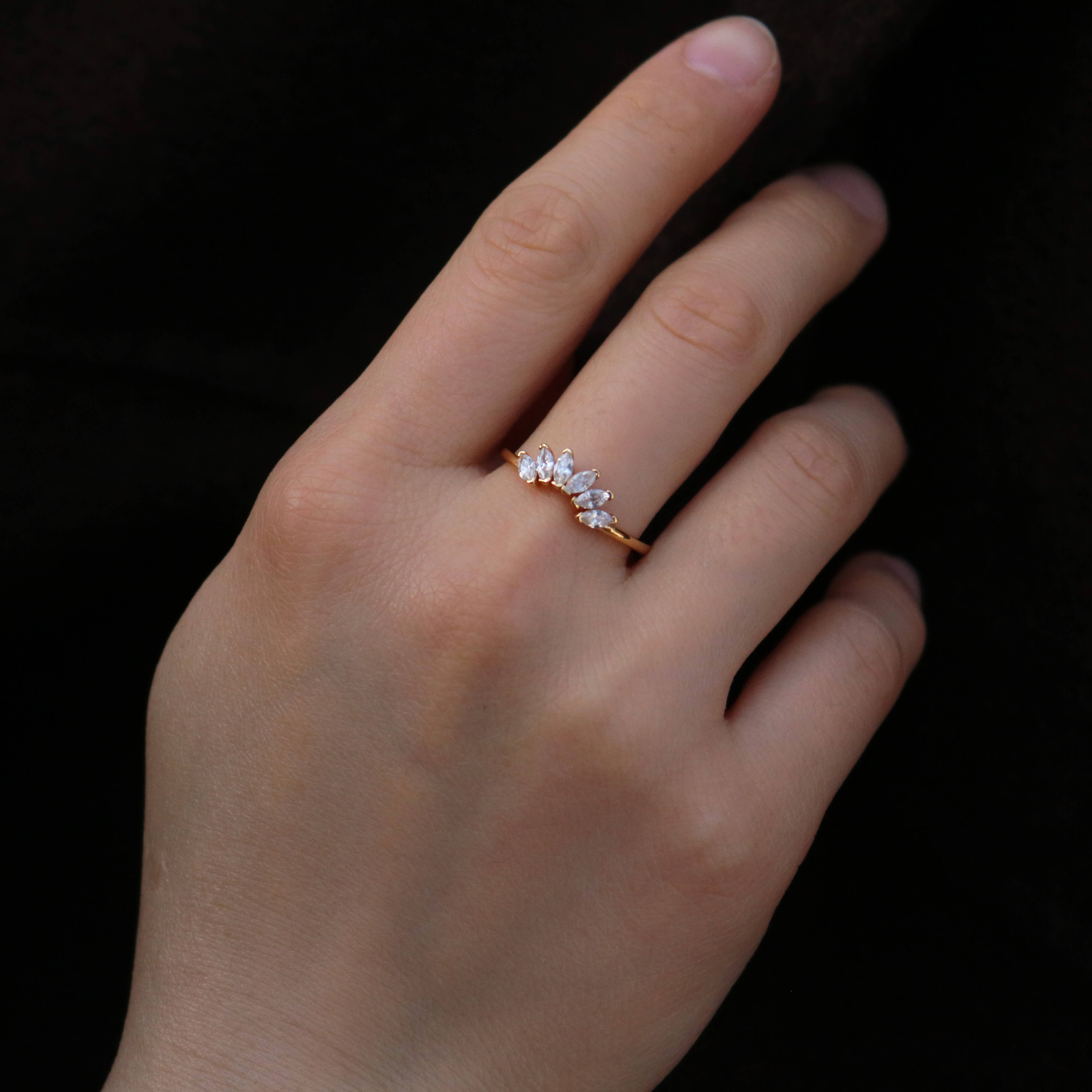 Pearl Crown Ring + Contour Gemstone Band Ring