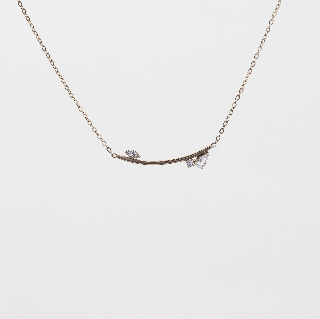 CZ Curved Bar Necklace