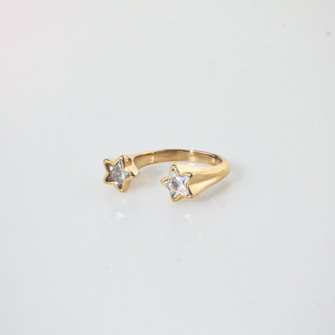 Meideya Jewelry Crystal Double Star Ring