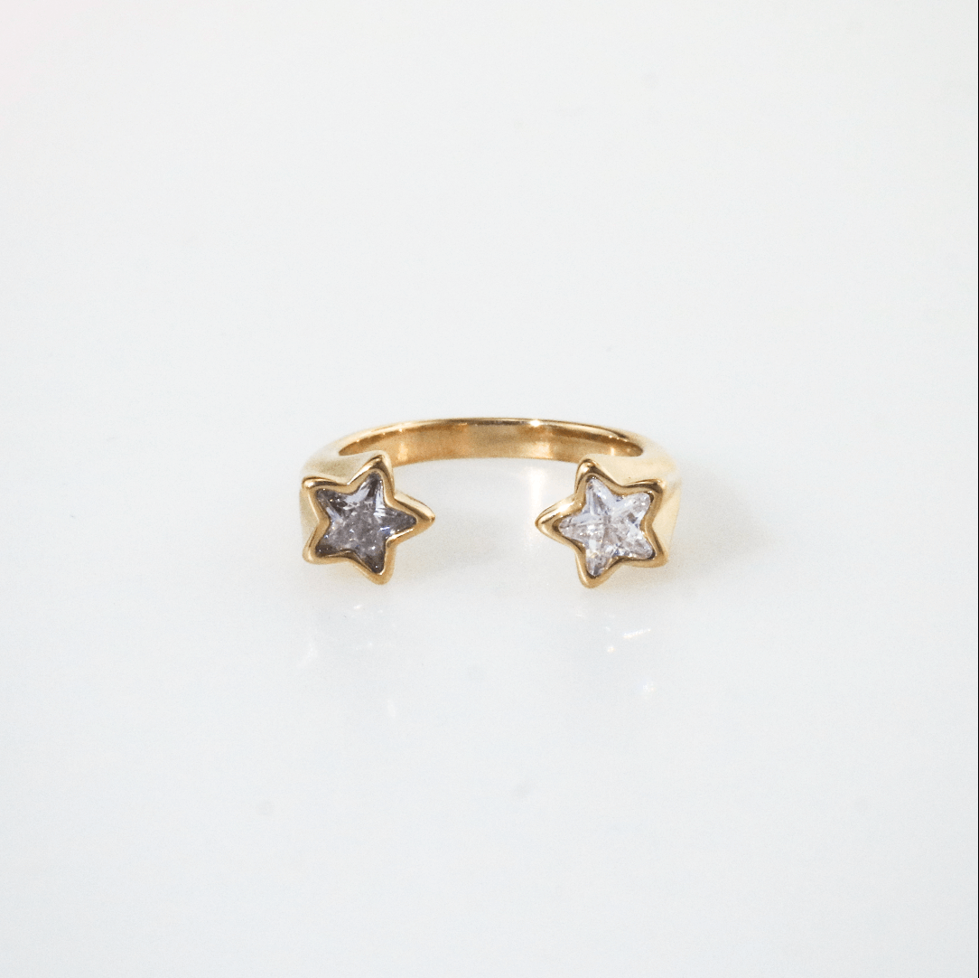 Meideya Jewelry Crystal Double Star Ring