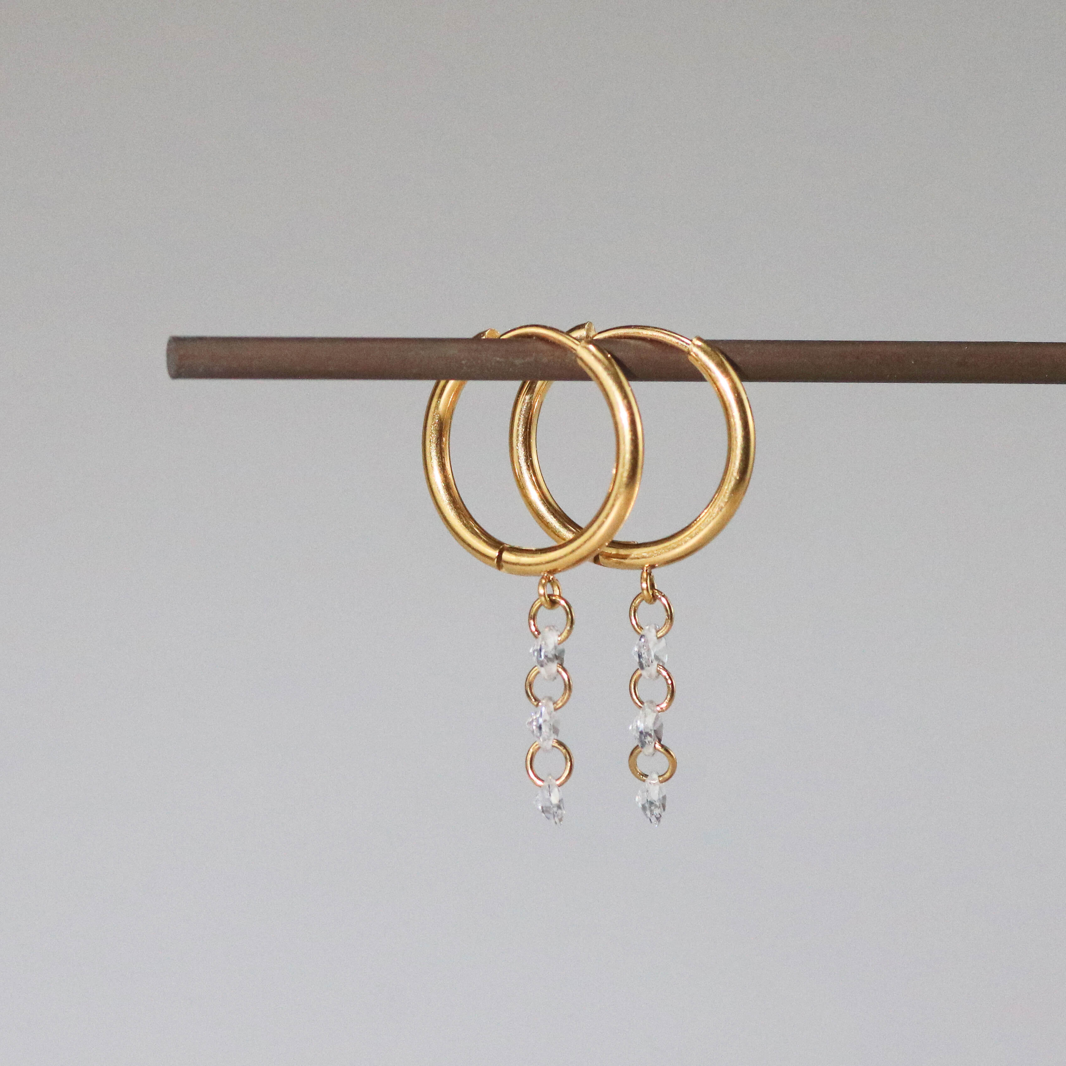 Meideya Jewelry Crystal Drop Hoop Earrings - Medium