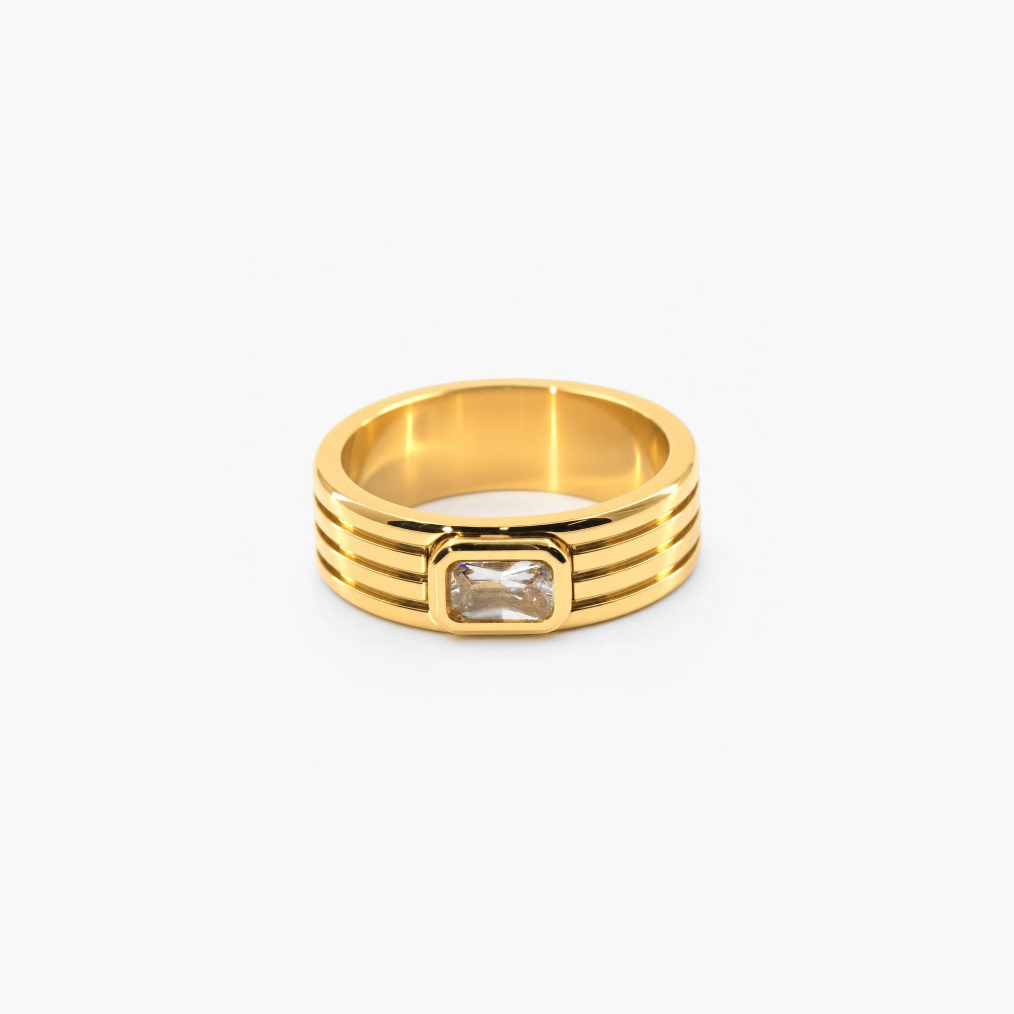 Crystal Ribbed Ring