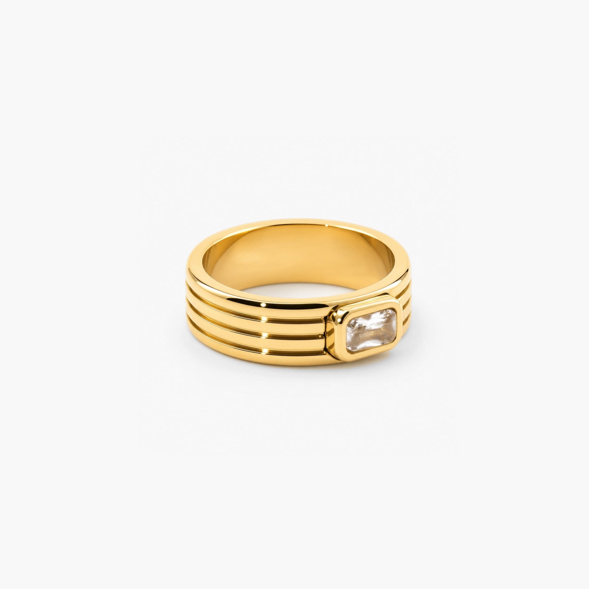 Crystal Ribbed Ring