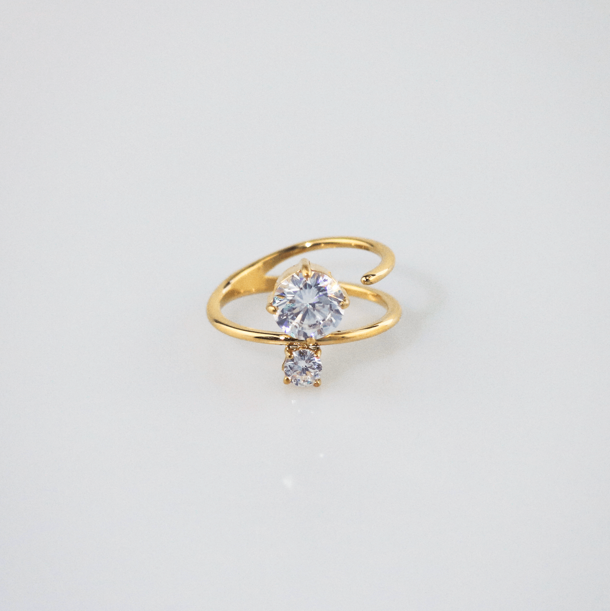 Meideya jewelry stainless steel ring with two spark stones