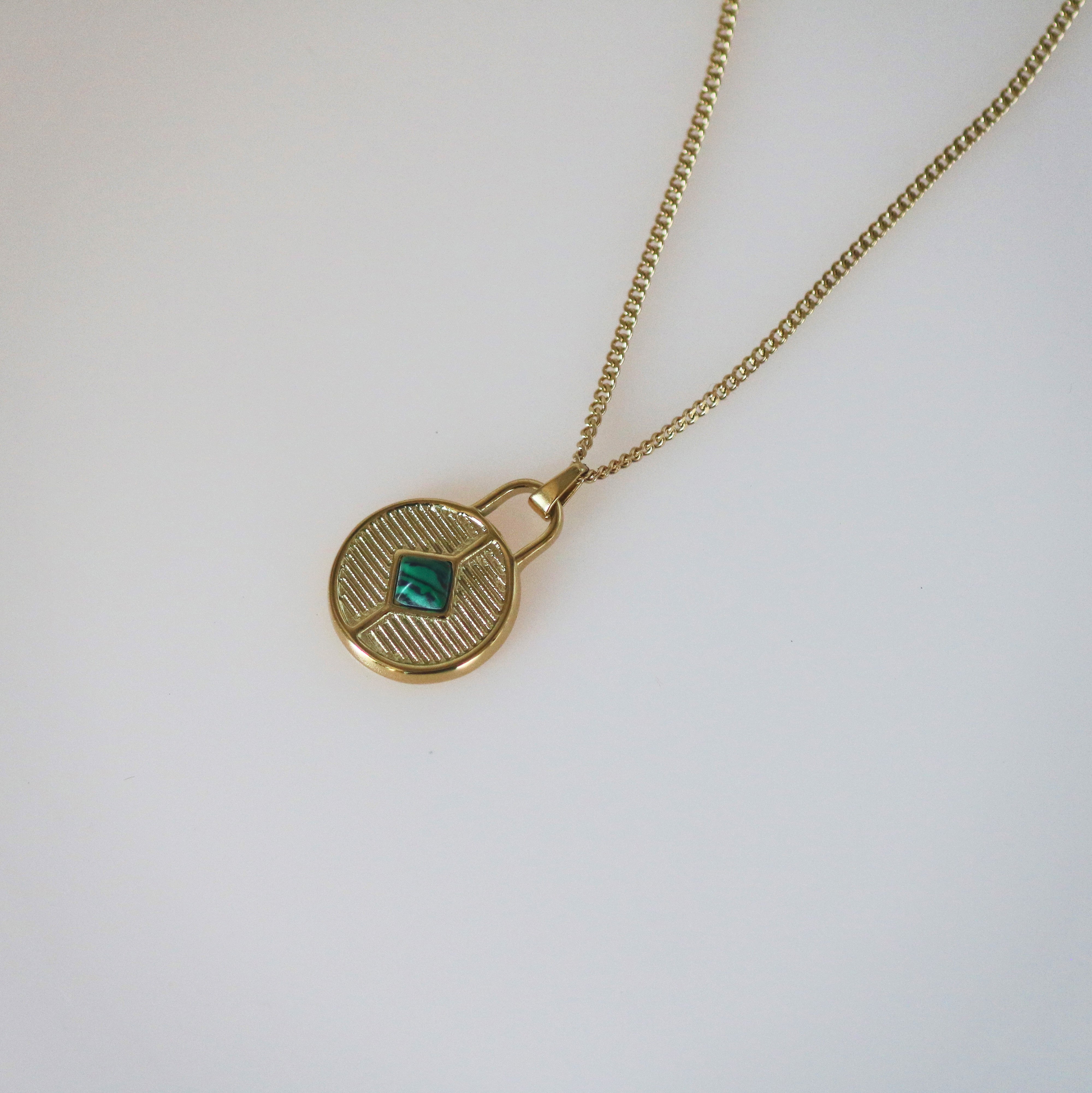 Meideya Jewelry Malachite Medallion Pendant necklace