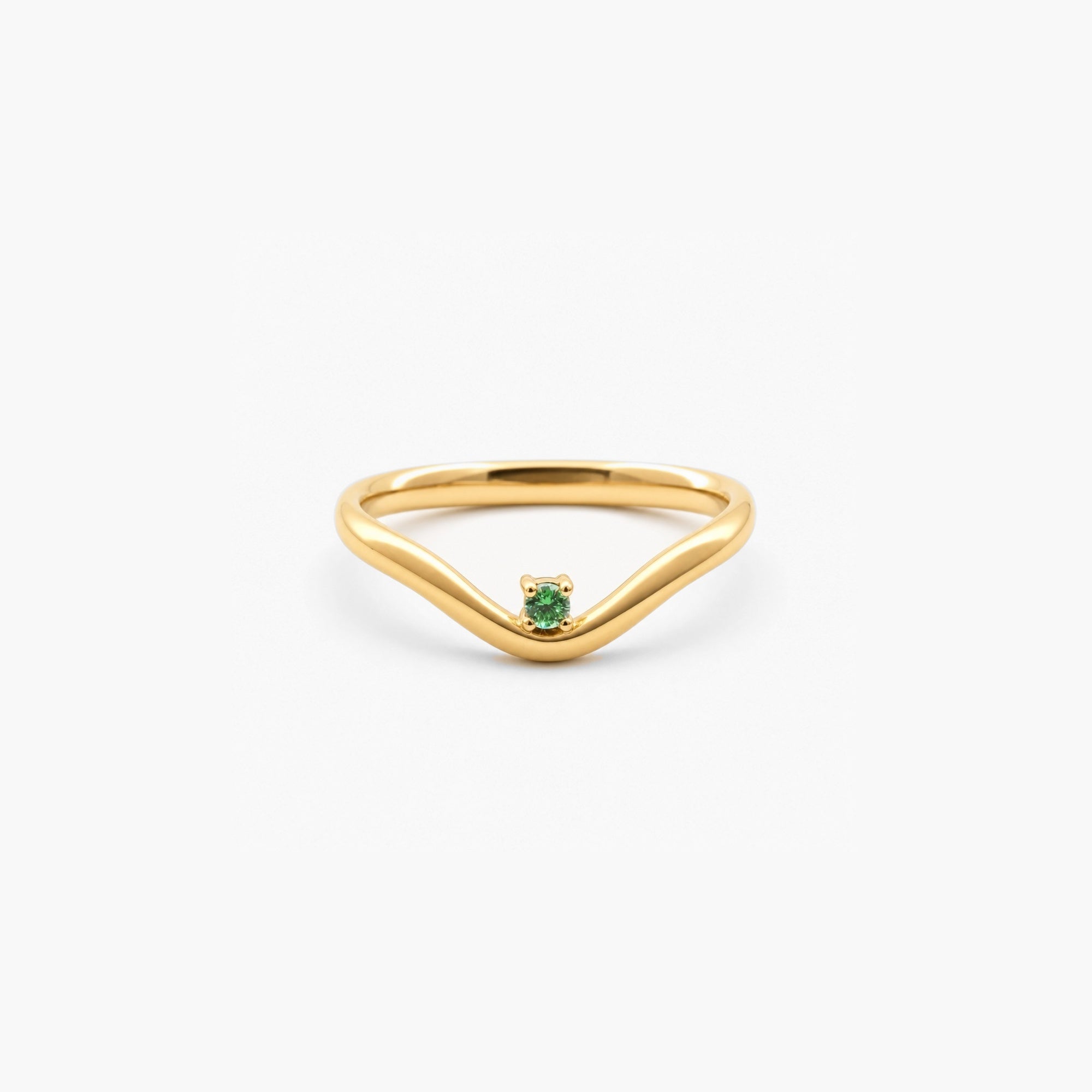 Emerald Dot Wave Ring
