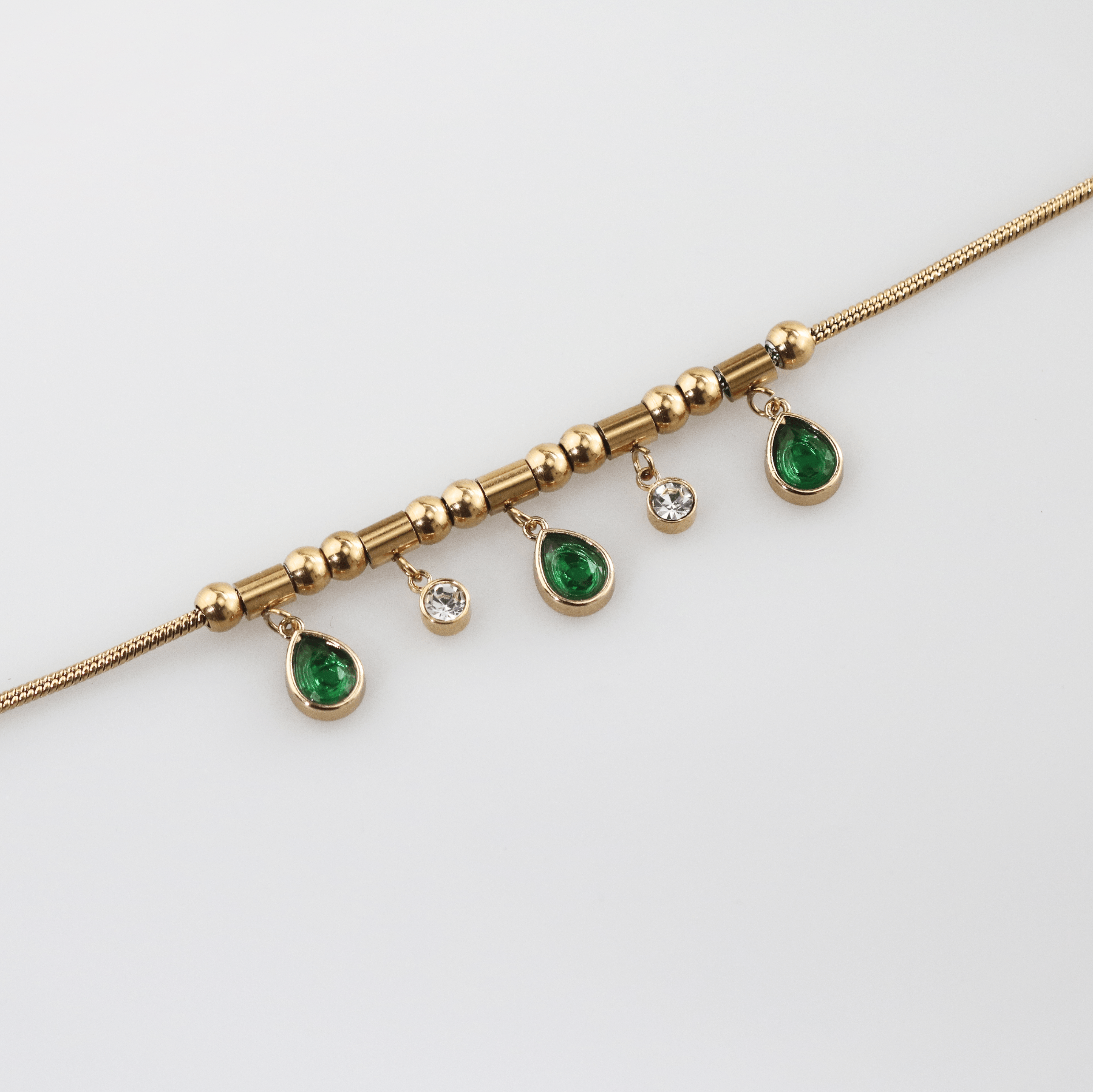 Emerald Teardrop Charm-Bracelet