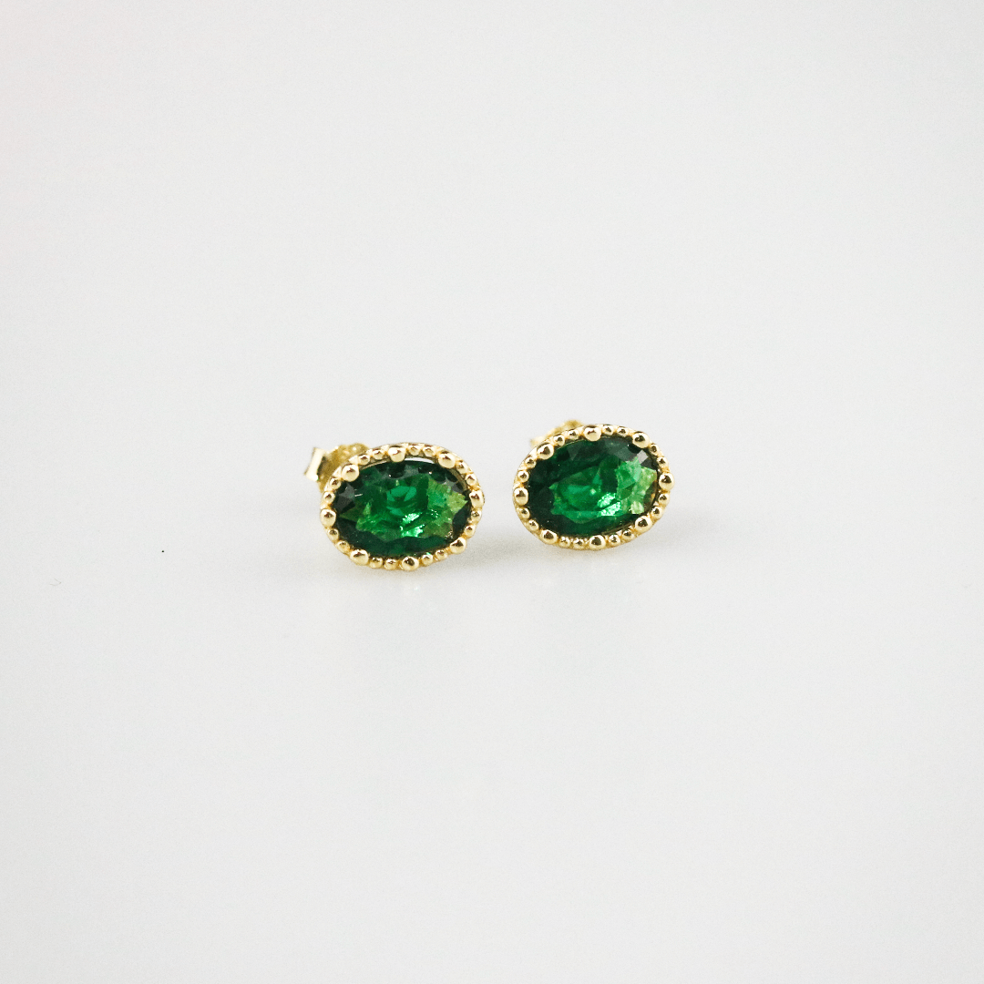Meideya Jewelry emerald oval stud earrings