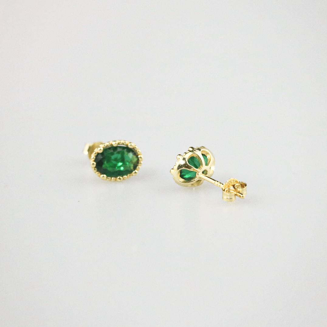 meideya jewelry emerald oval stud earrings