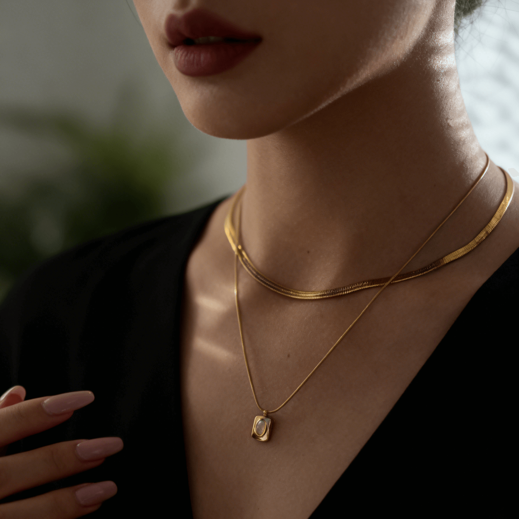 Eve Layered Necklace - Green