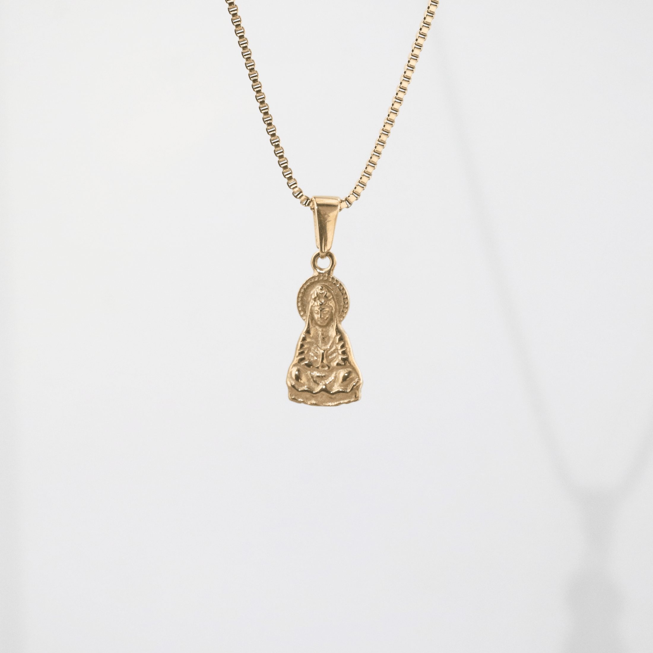 Gold Guanyin Pendant Necklace