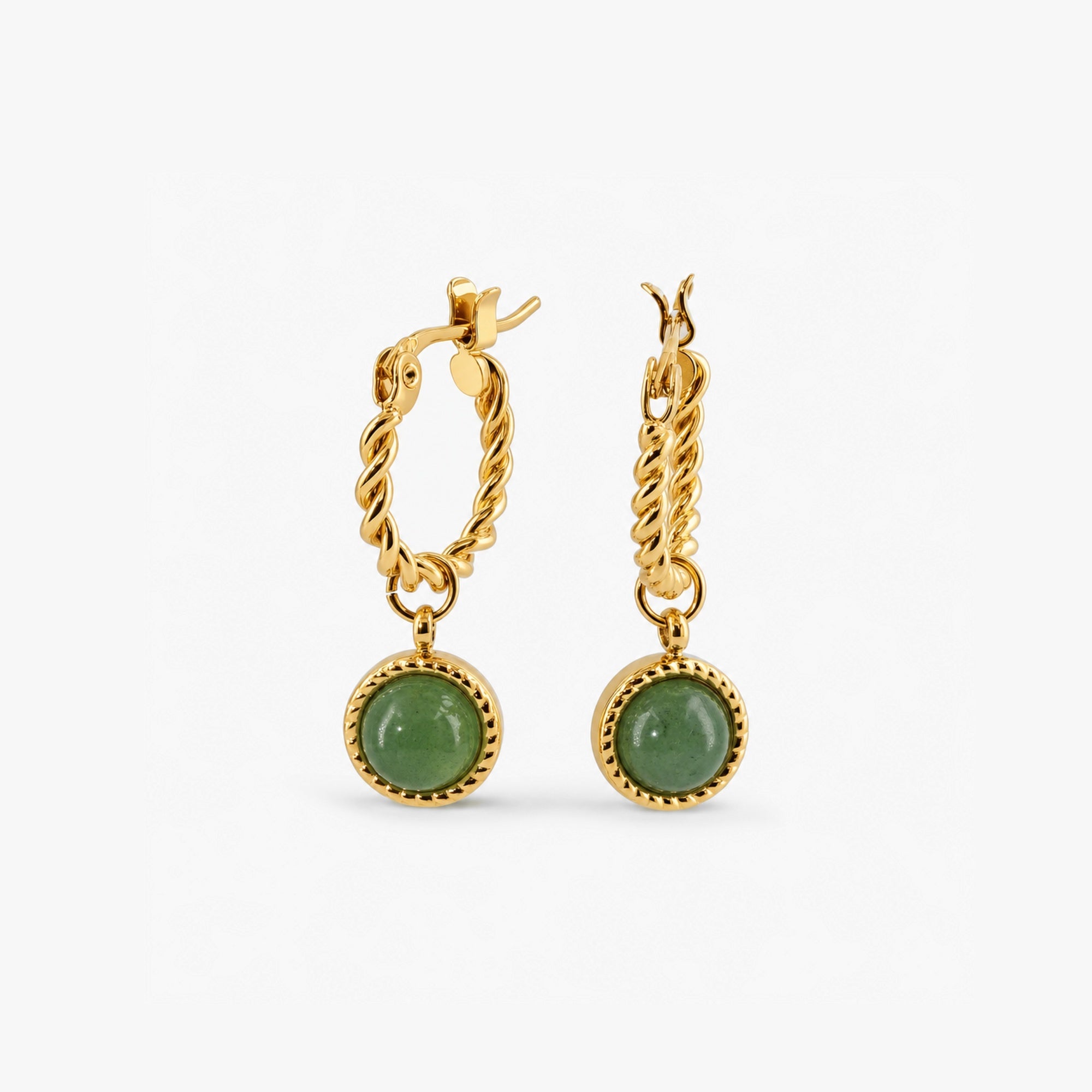 Green Jade Hoop Earrings