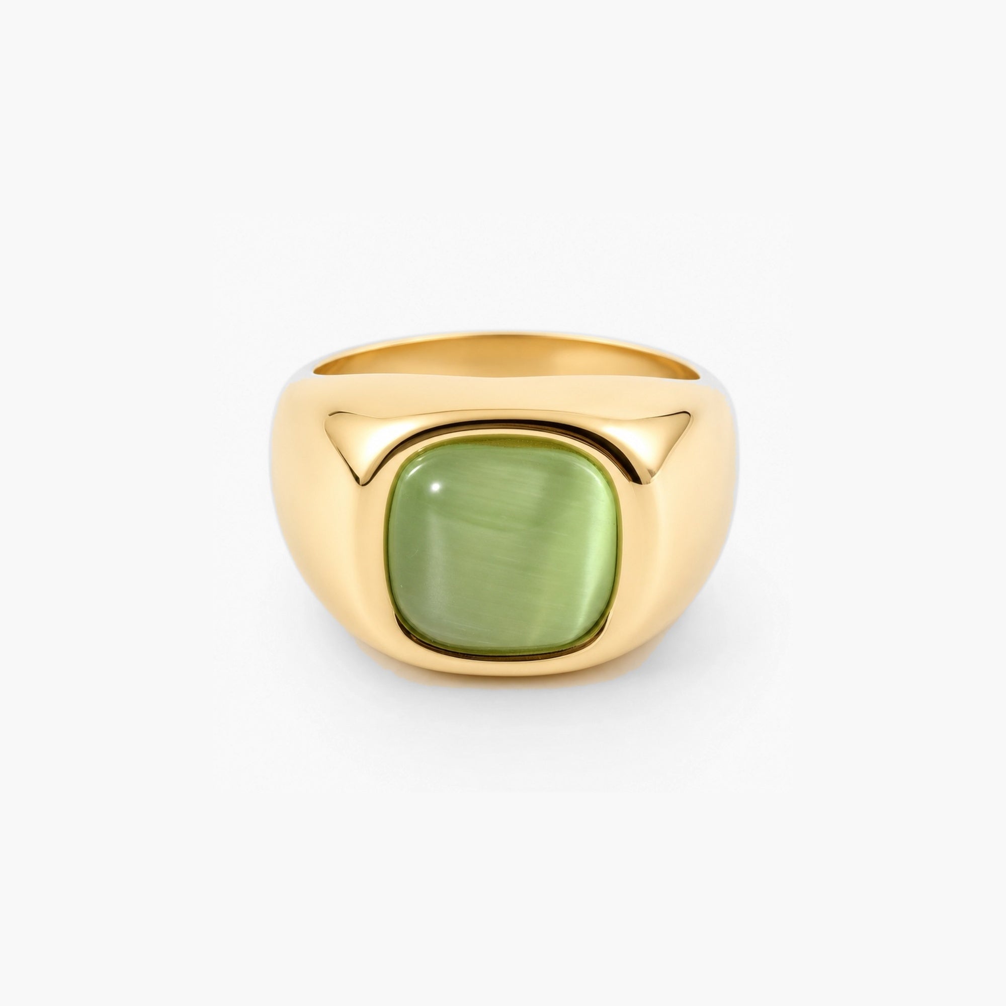 green cats eye signet ring