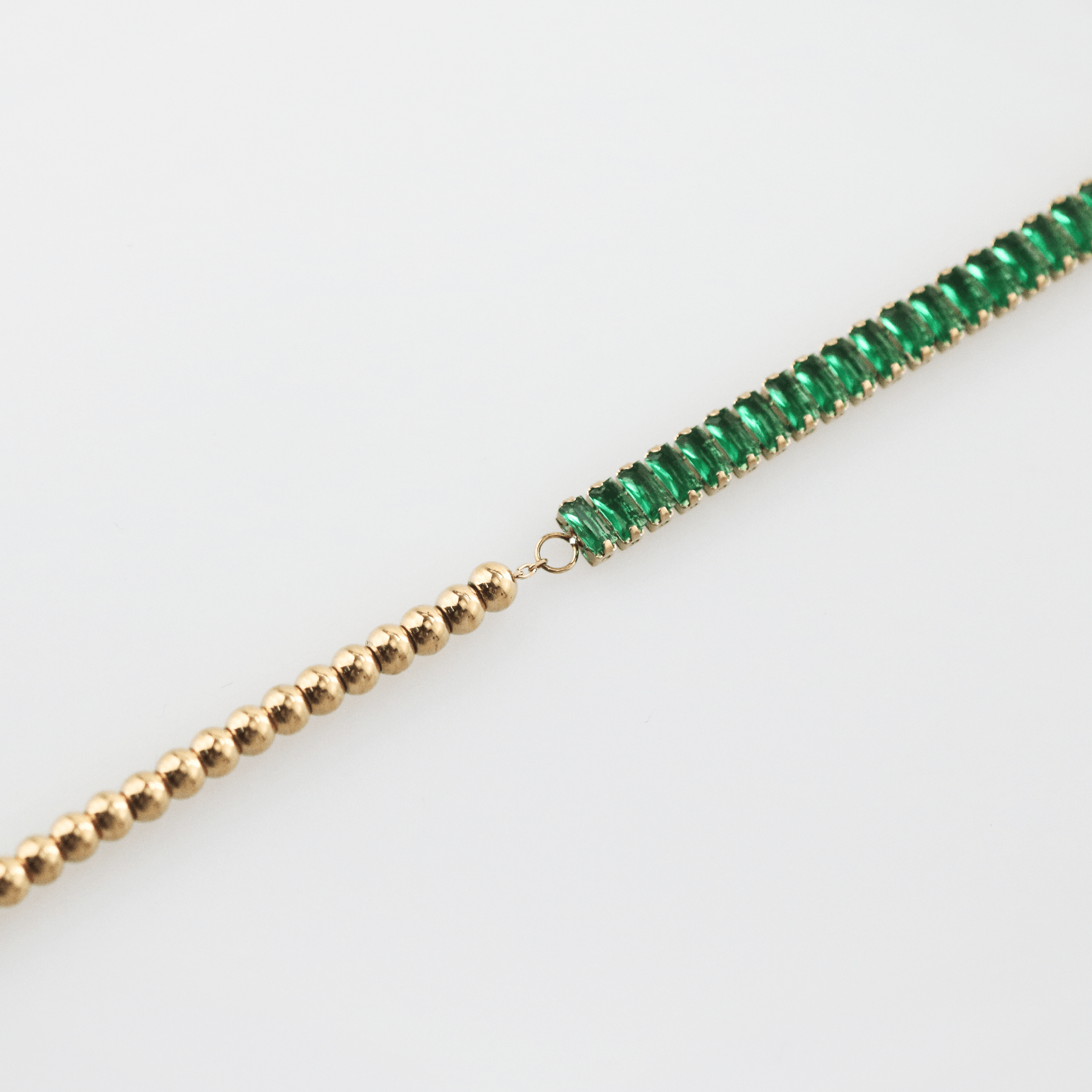 Half Emerald-Half Gold Beaded Bracelet