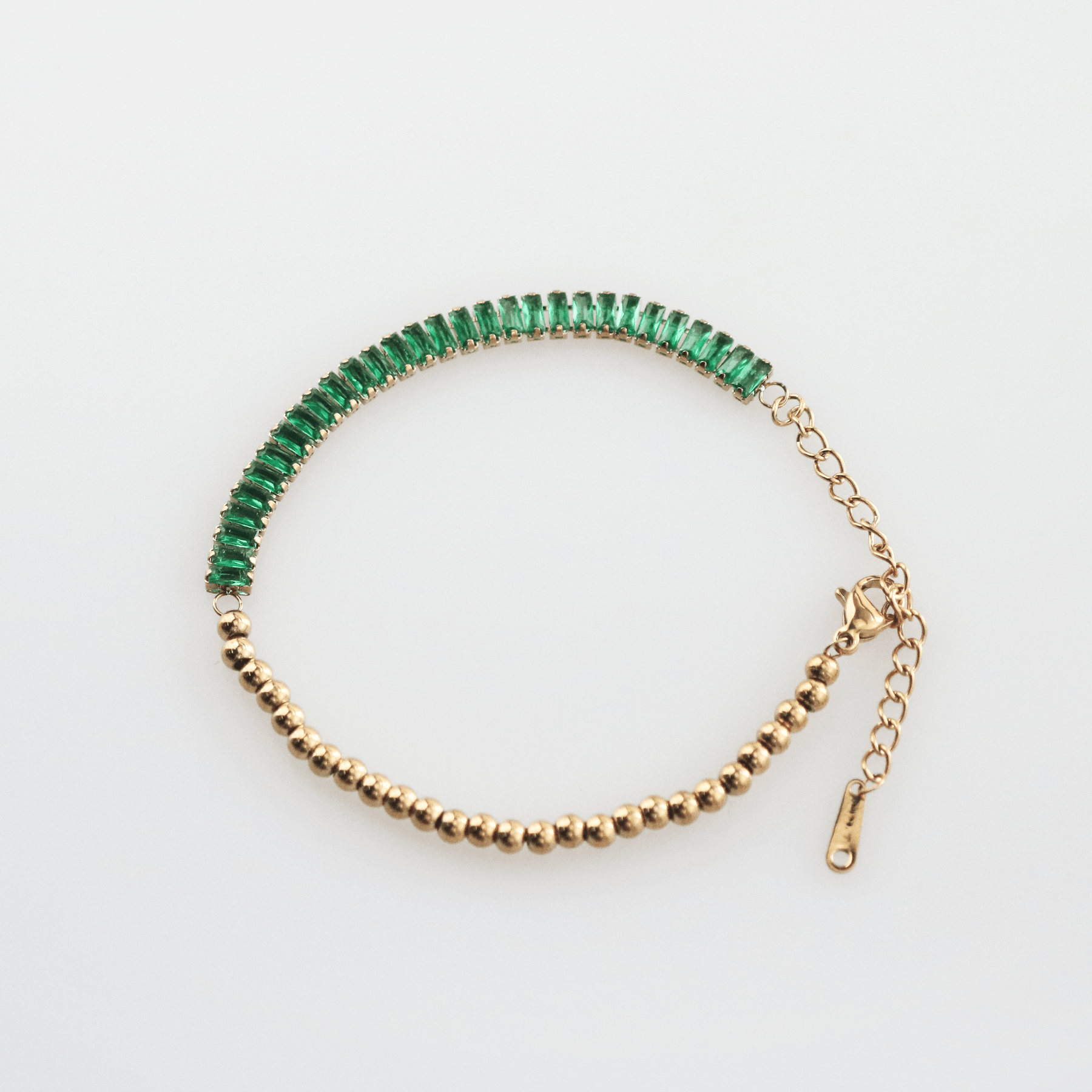 Half Emerald Half Gold Beaded-Bracelet