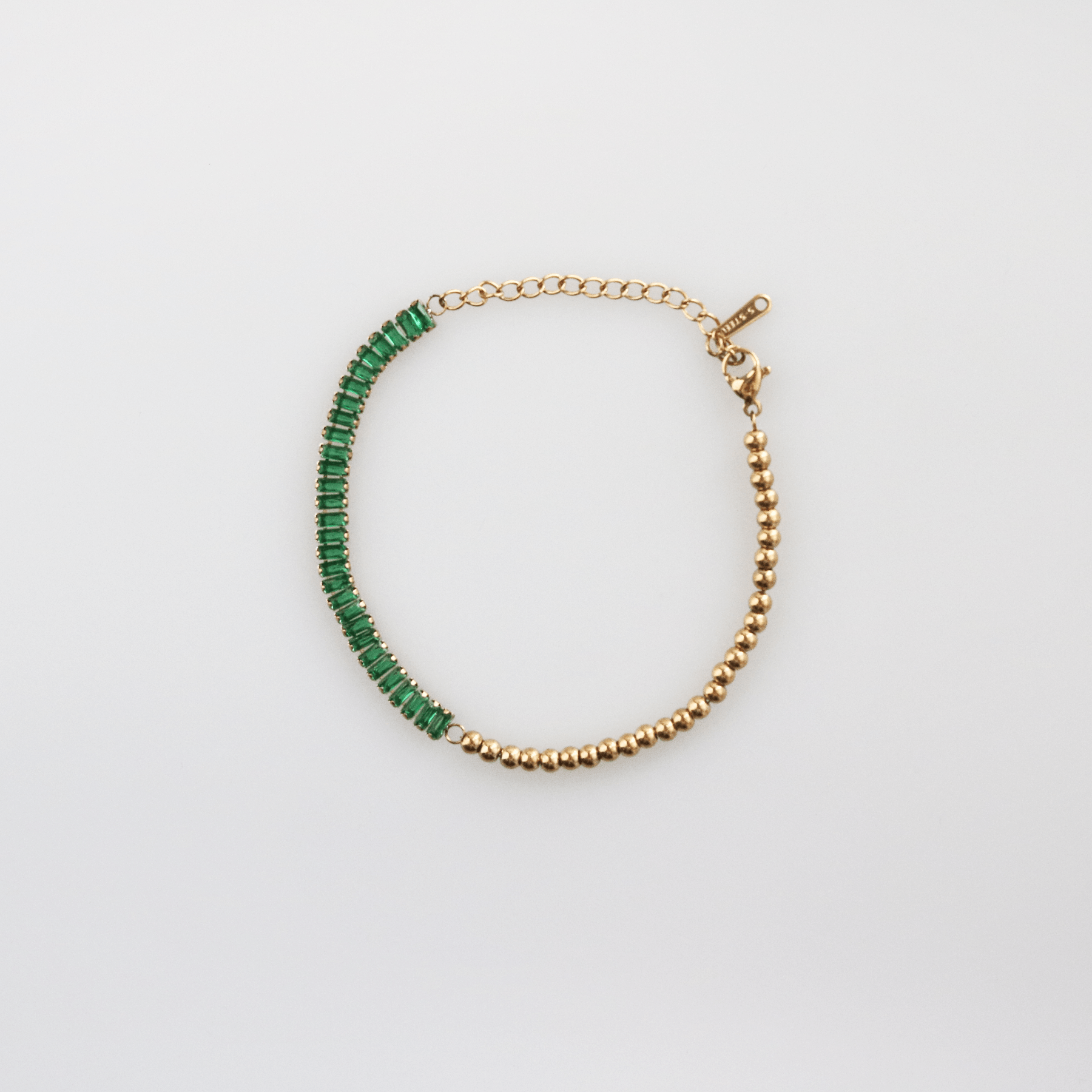 Half Emerald Half Gold Beaded Bracelet