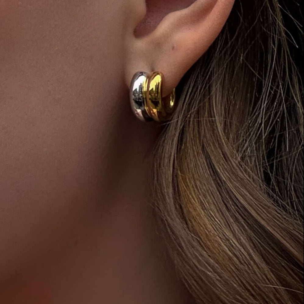 Two Tone Small Hoops