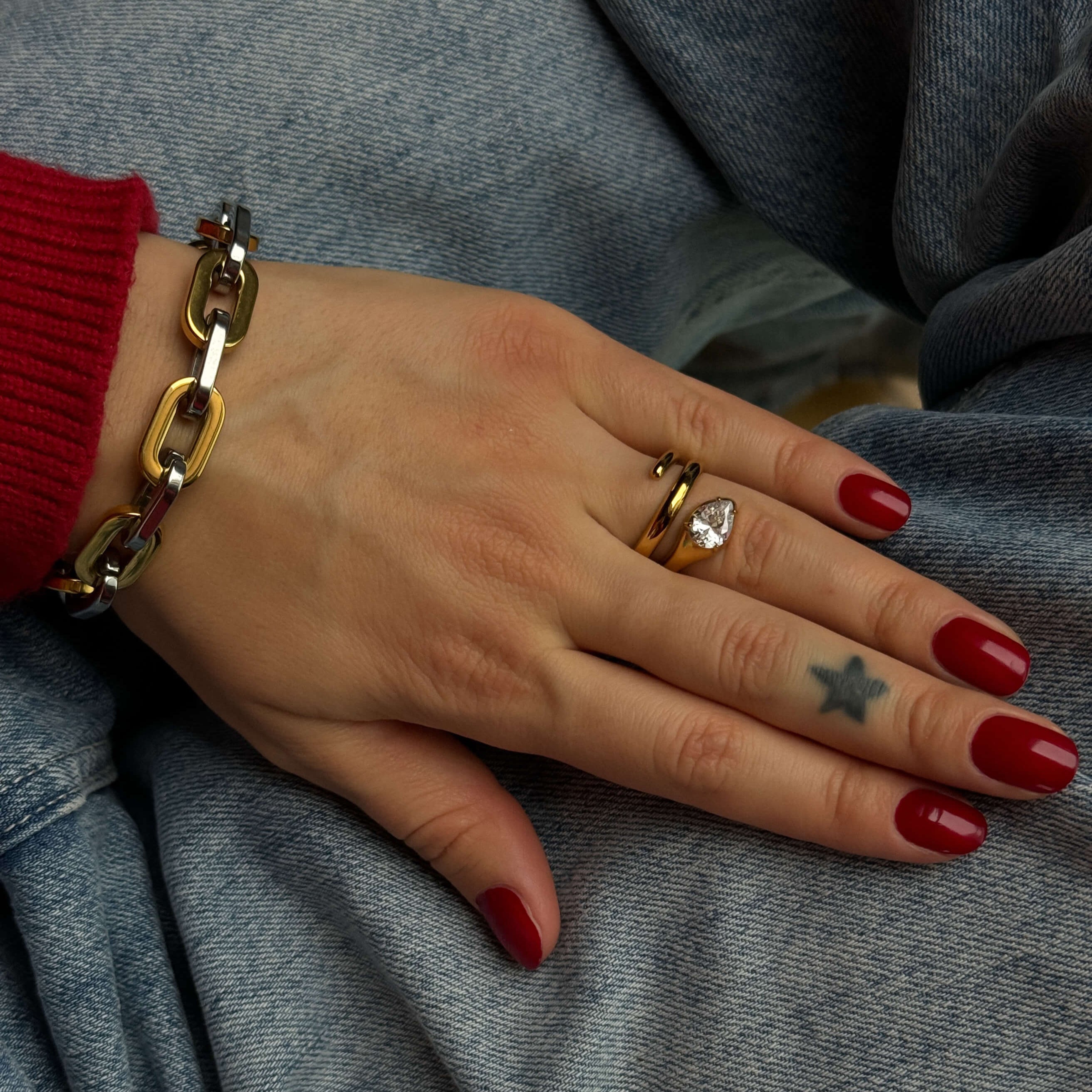 Meideya jewelry chunky two-tone bracelet