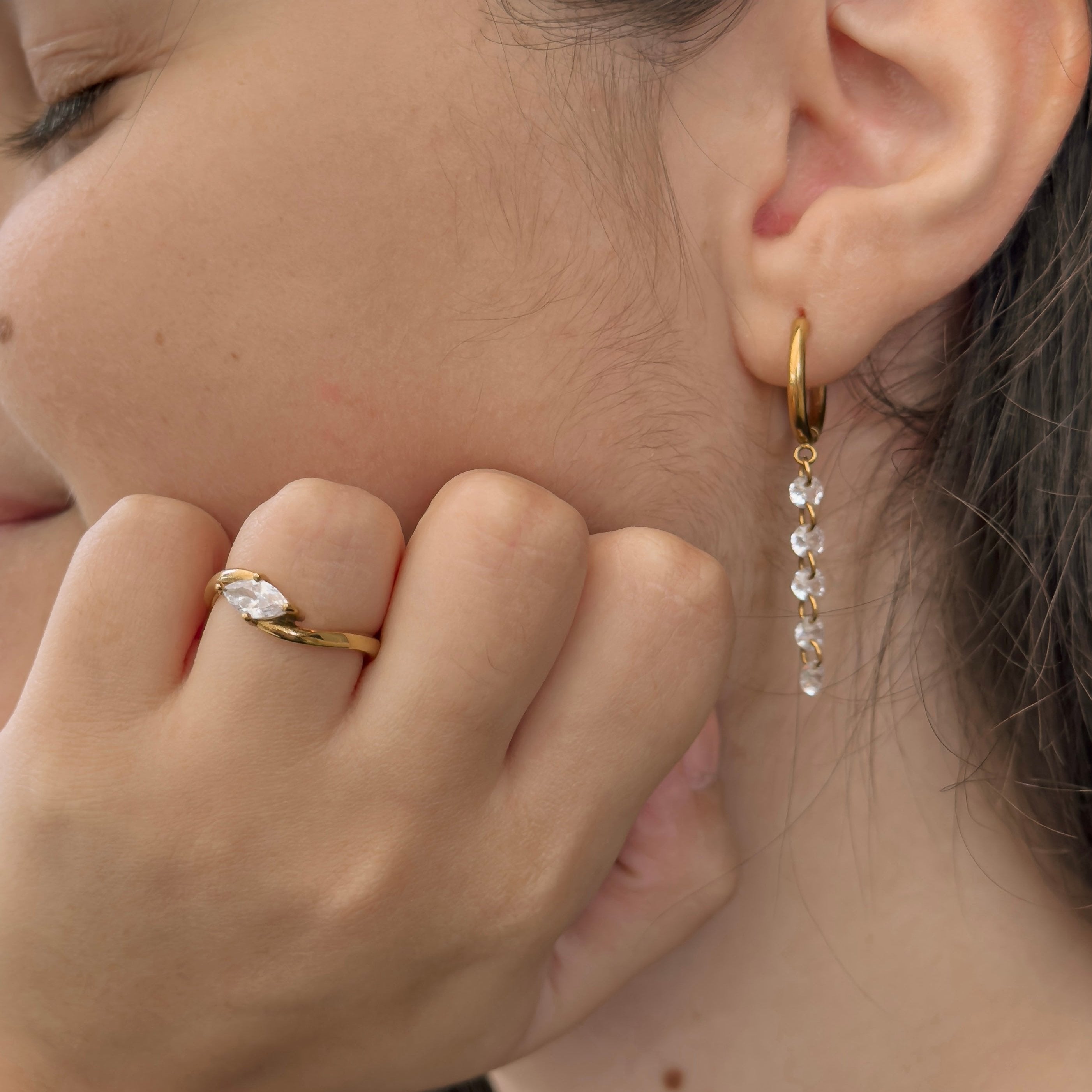 Crystal Drop Hoop Earrings- Mowry