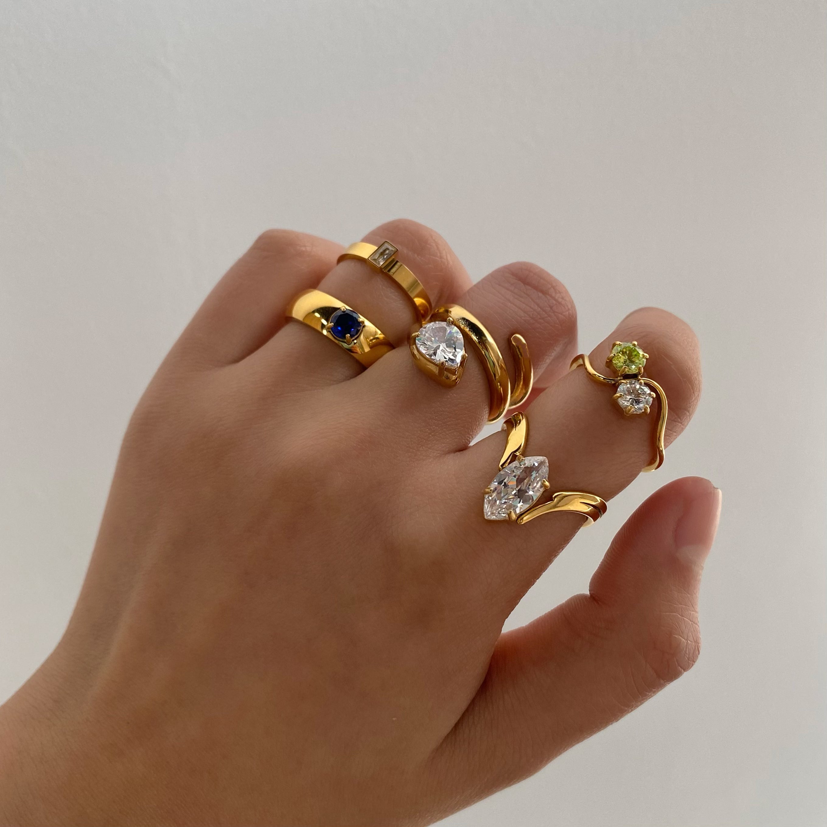 Peridot and White CZ Wave Ring