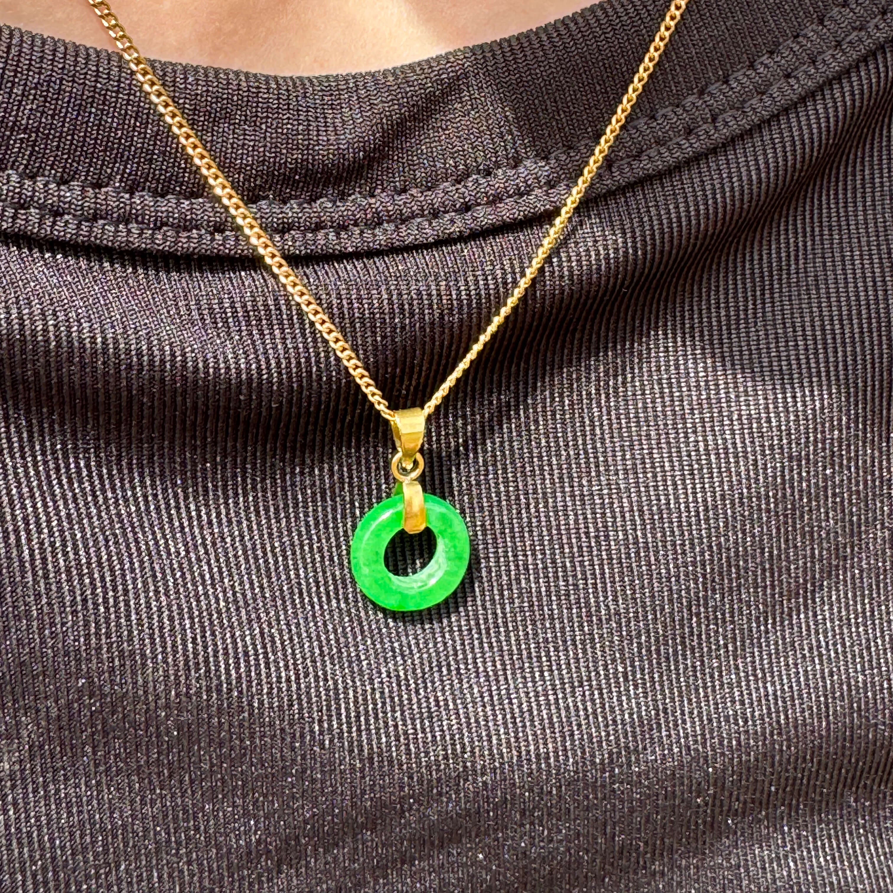 Green Jade Donut Necklace