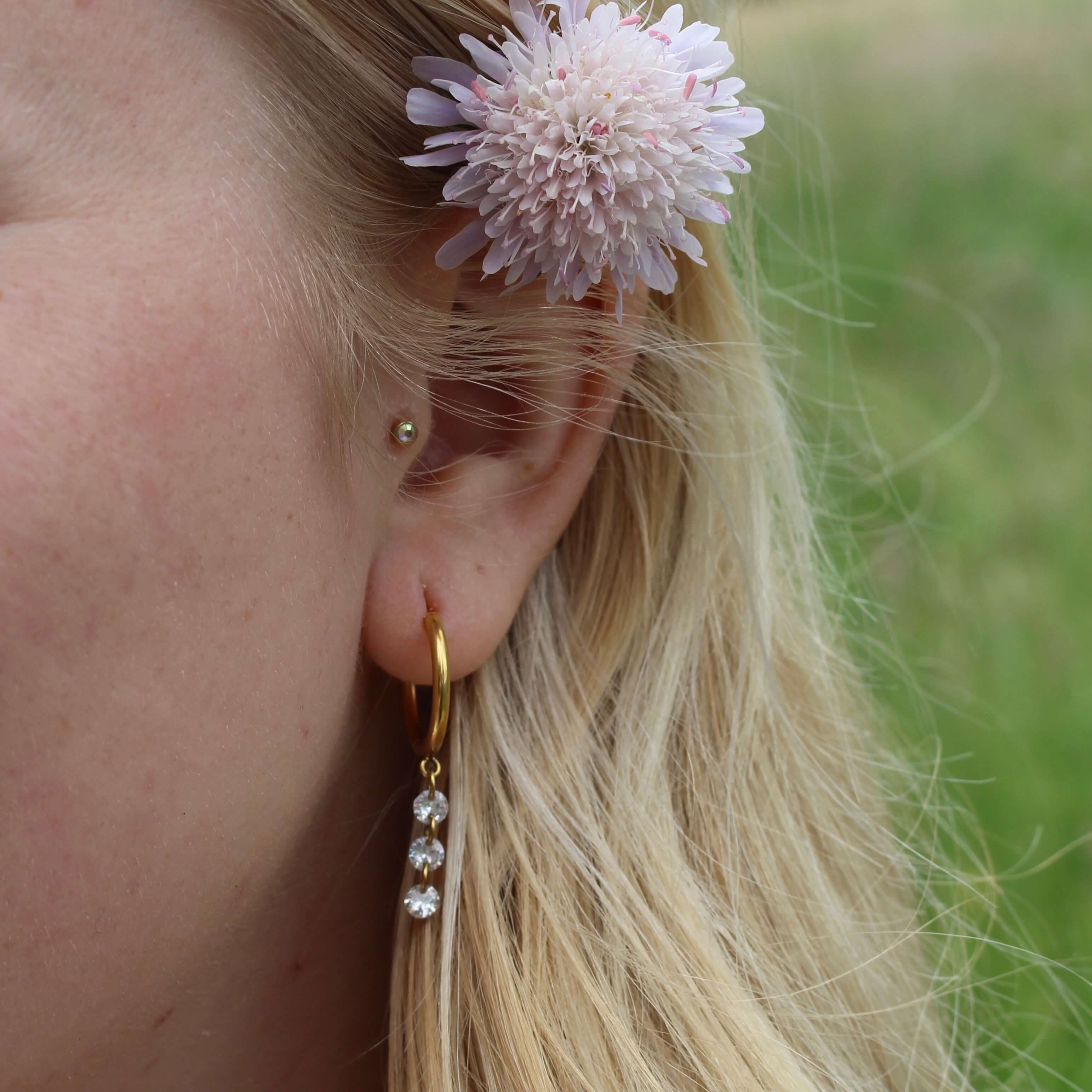 Crystal Drop Hoop Earrings-Tamera