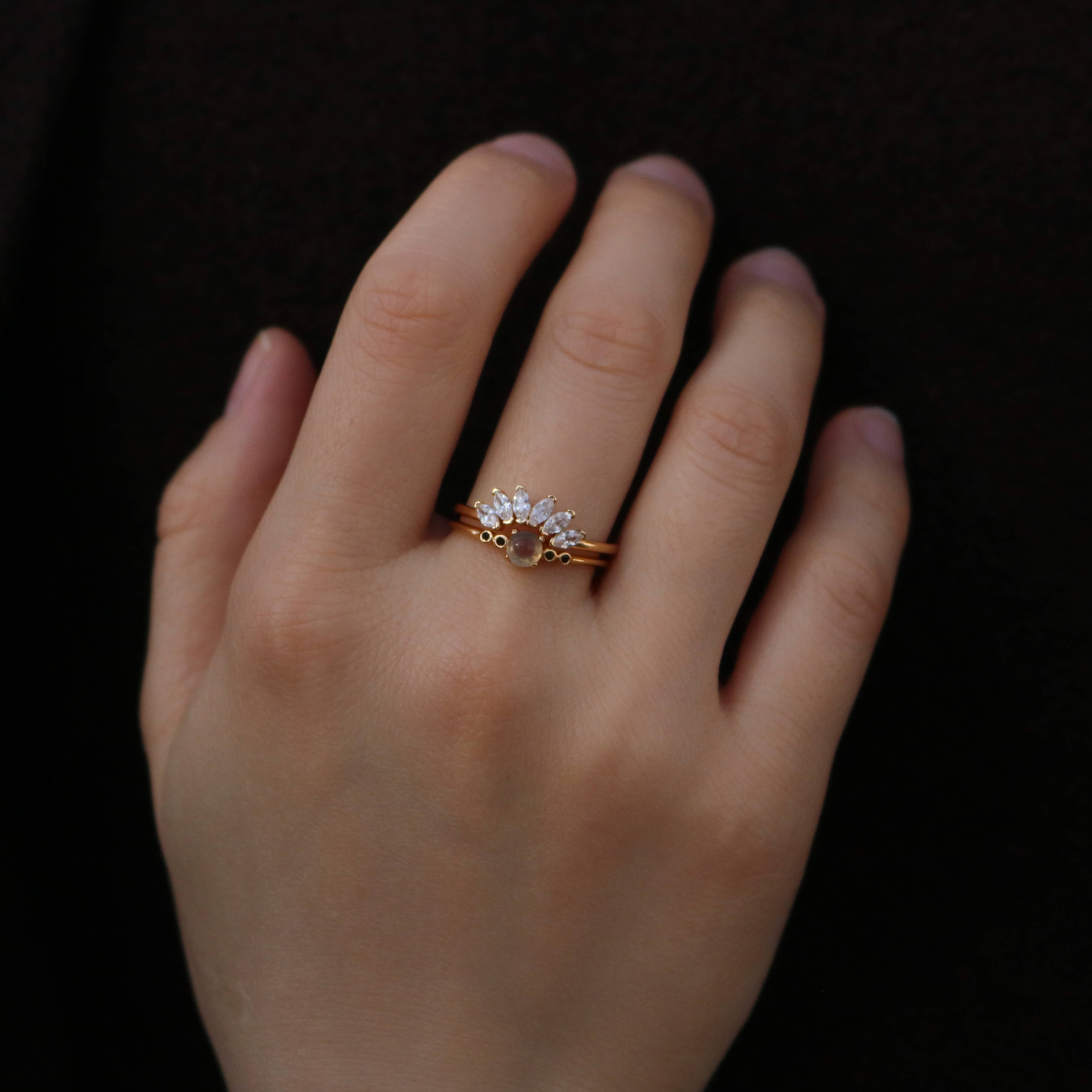 Meideya Jewelry Contour Gemstone Ring set