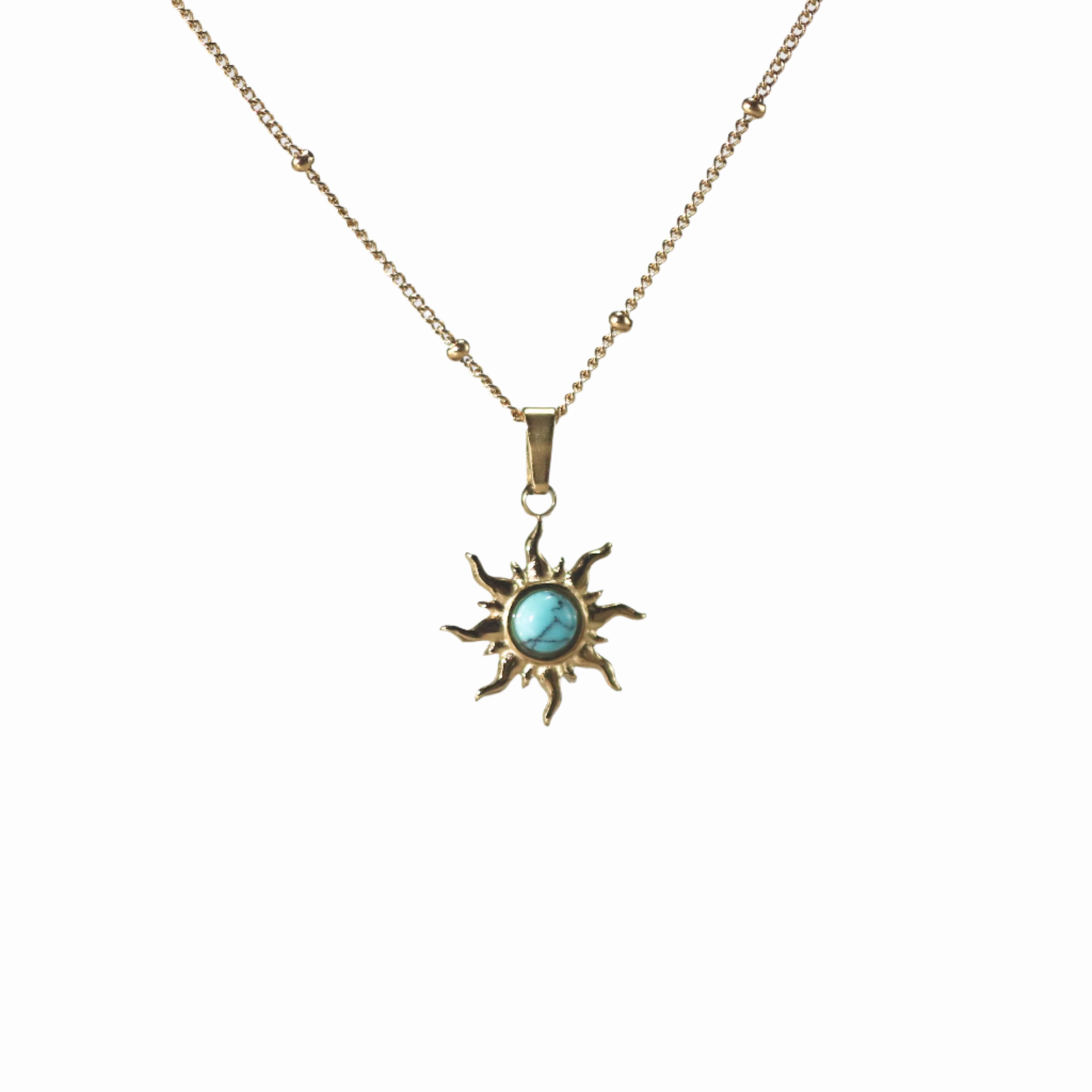 Meideya Jewelry Turquoise sun pendant necklace