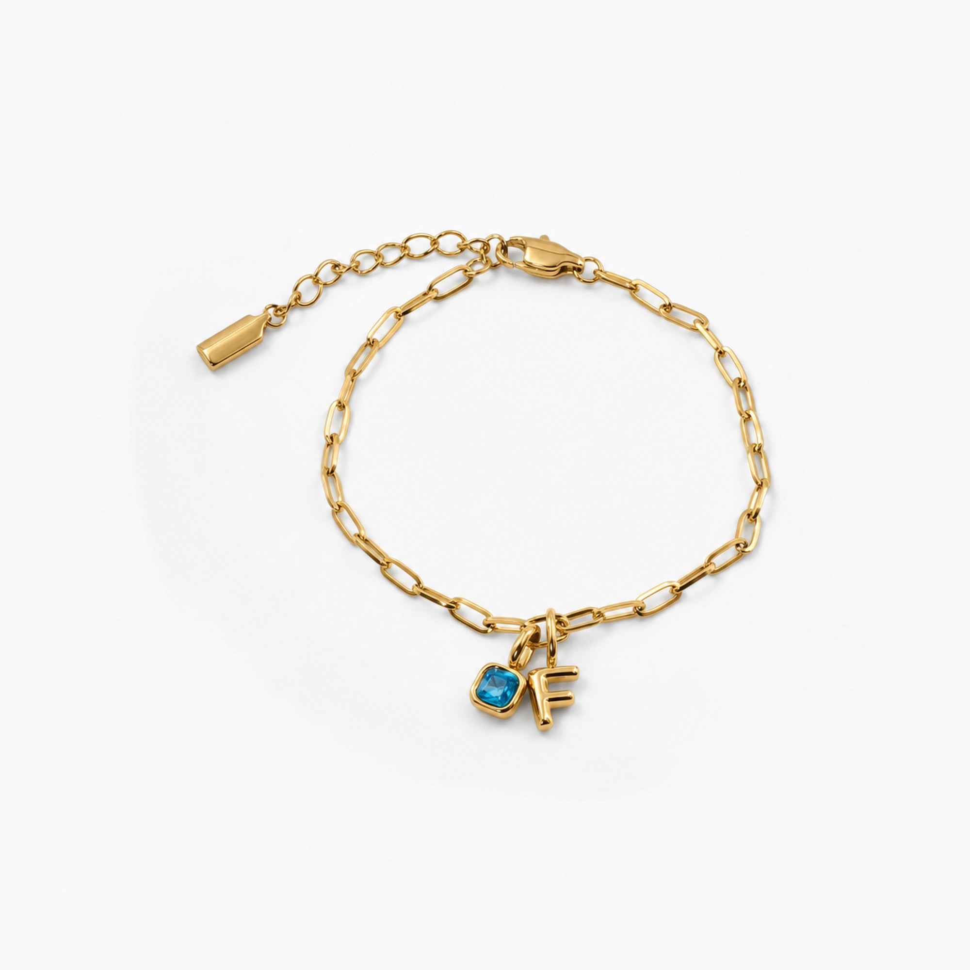 Initial and Birthstone Bracelet