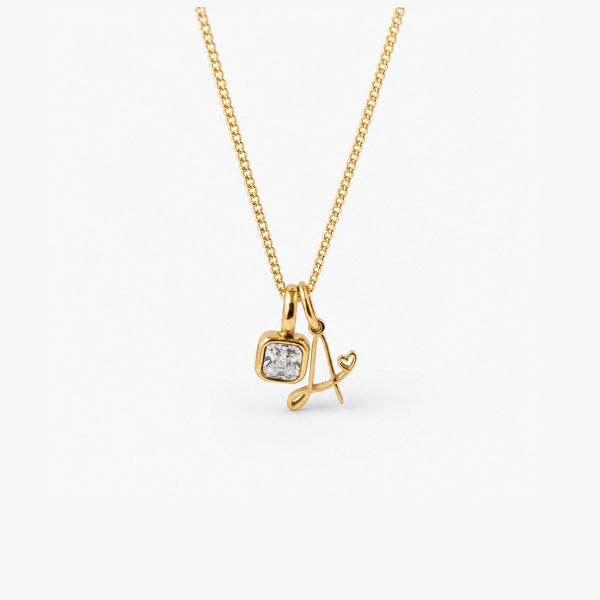 Initial and birthstone necklace