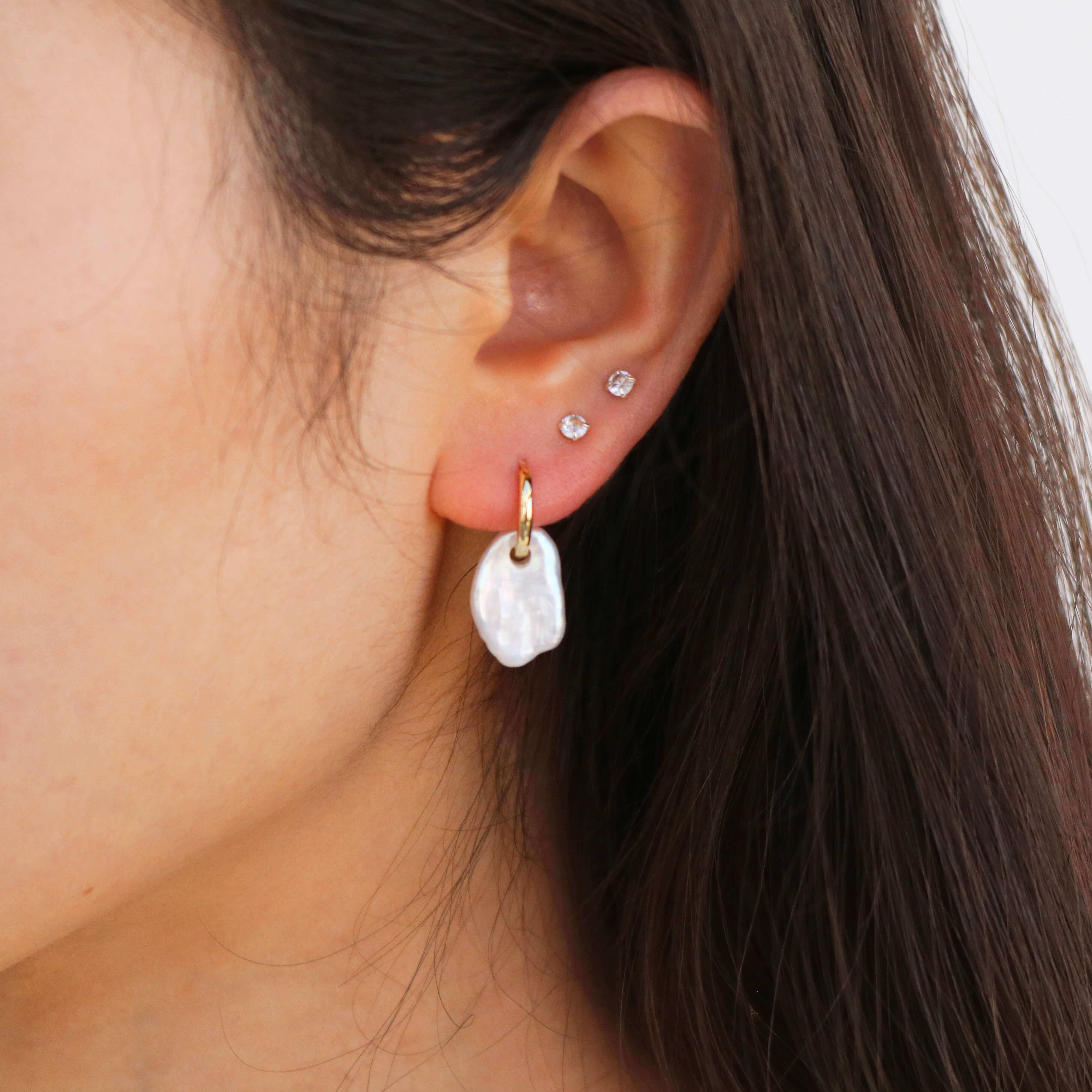 Keishi Baroque Pearl Hoop Earrings