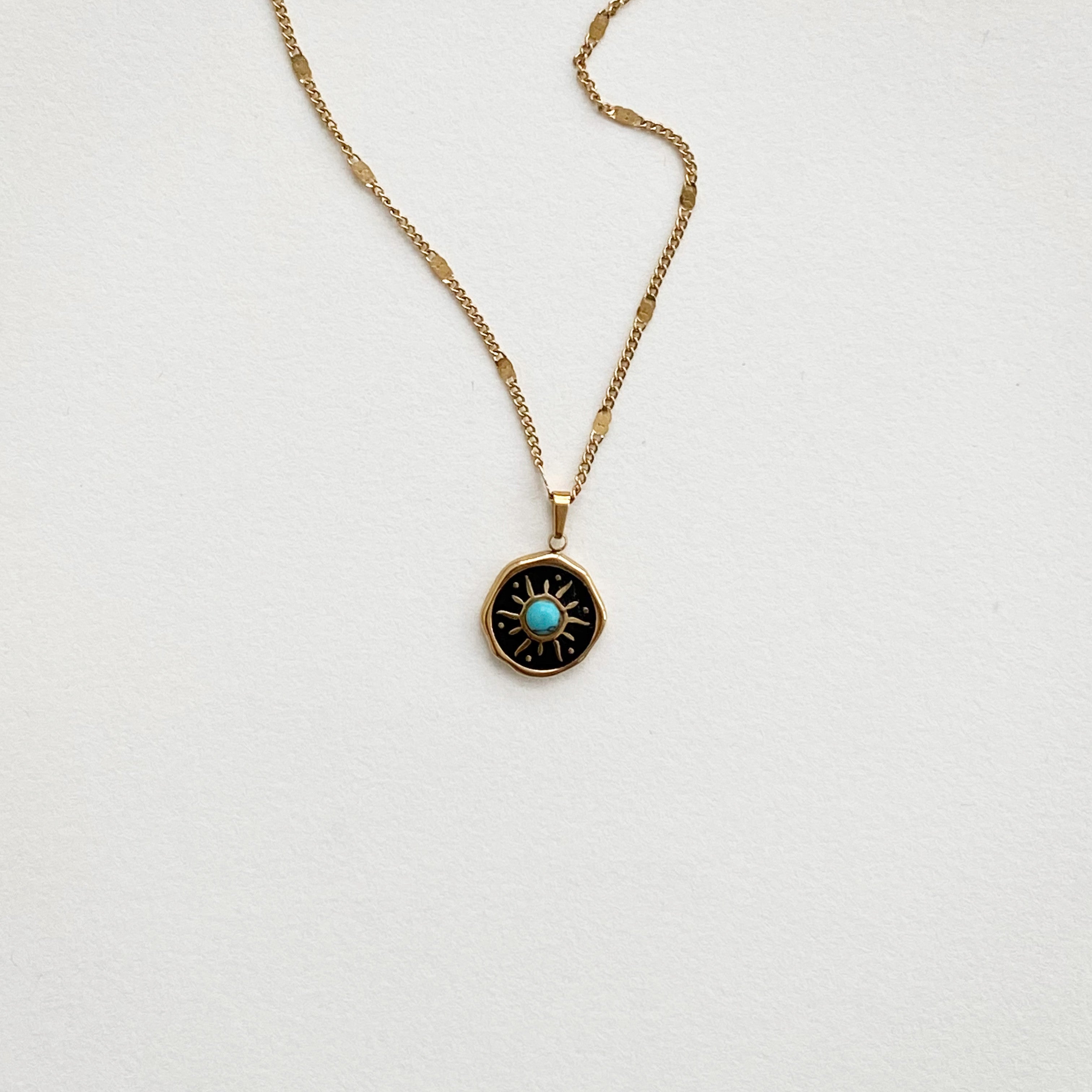 Turquoise Sun Medallion Necklace