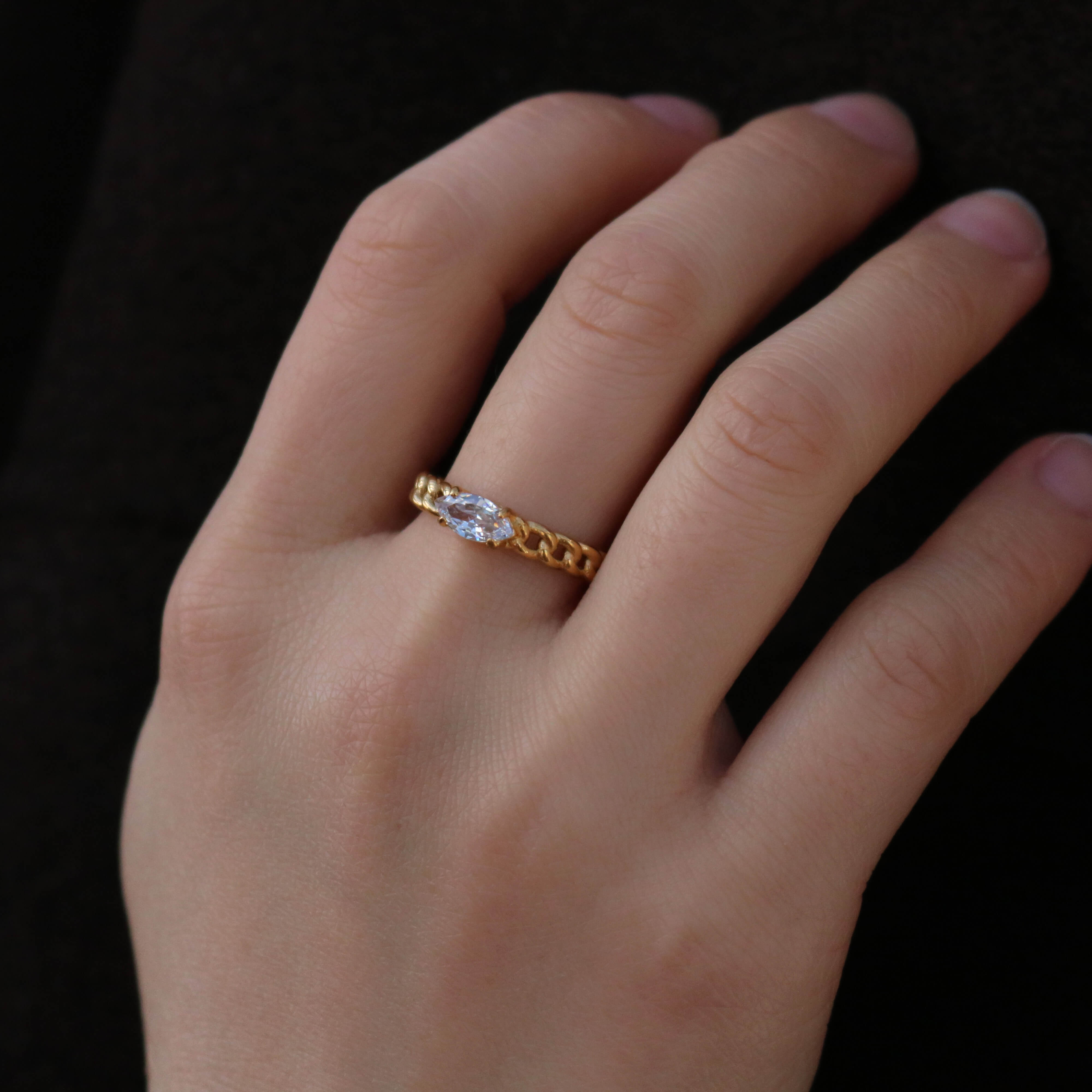 Marquise CZ Chain Ring