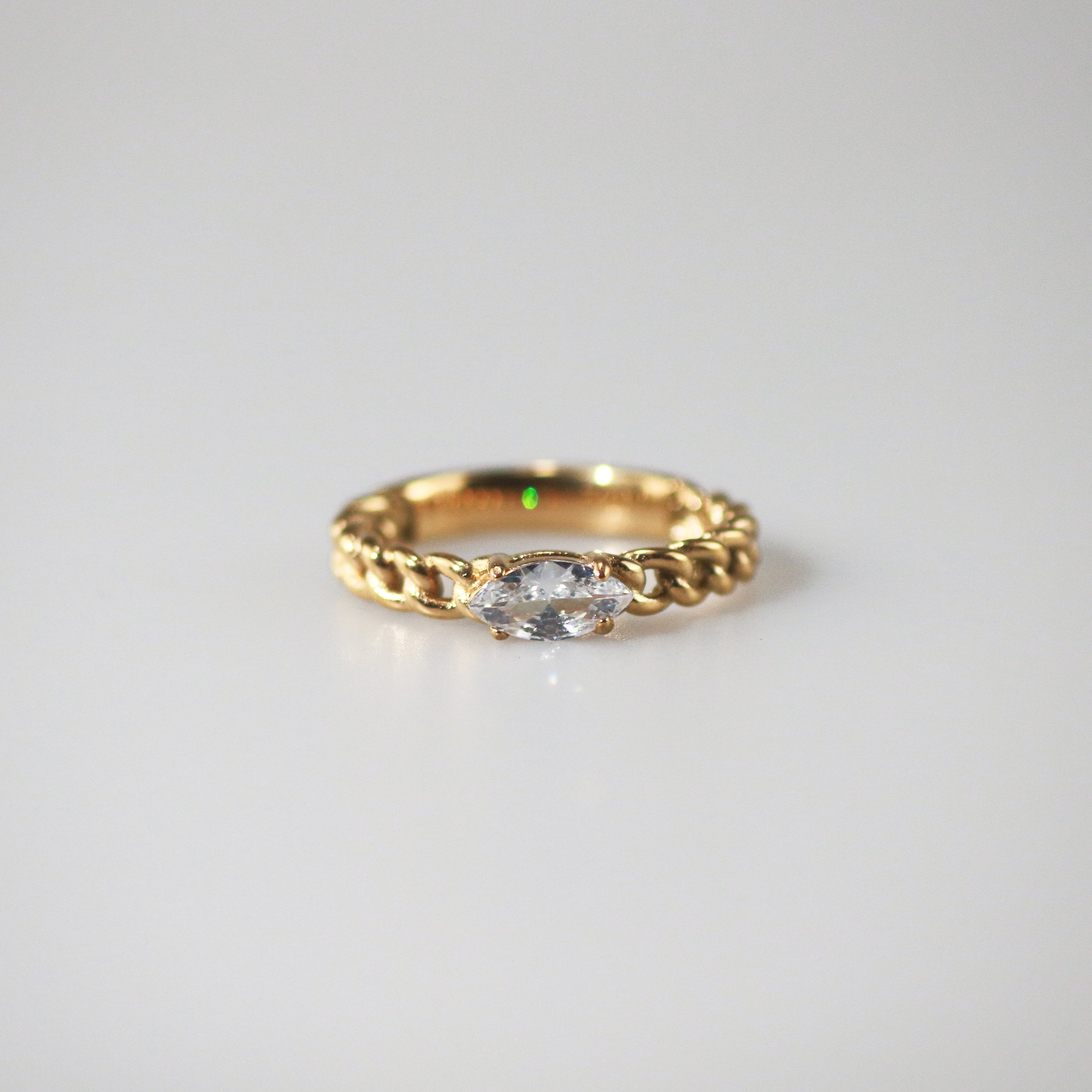 Meideya Jewelry Marquise CZ Chain Ring