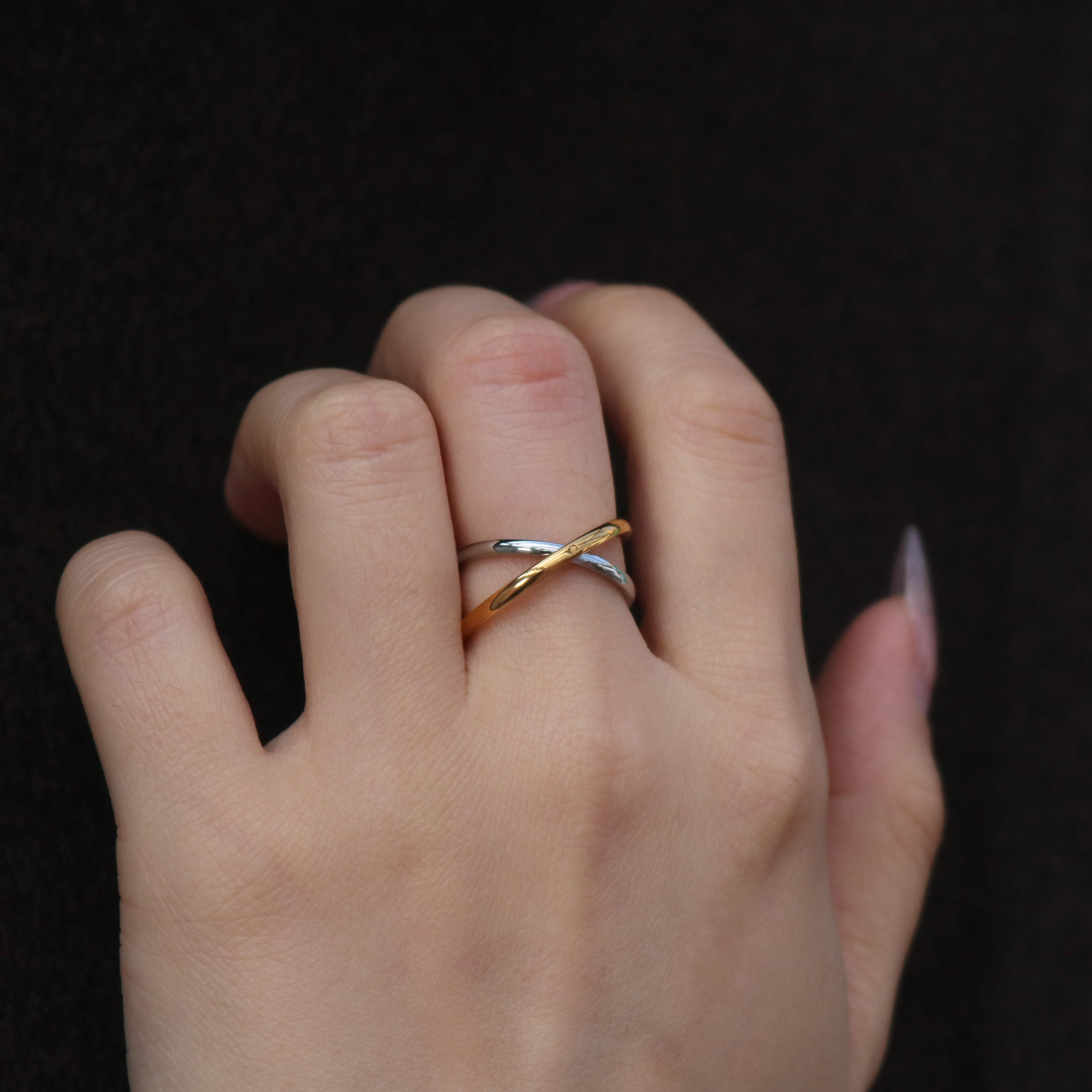 Mixed Rotated Thin Band Ring