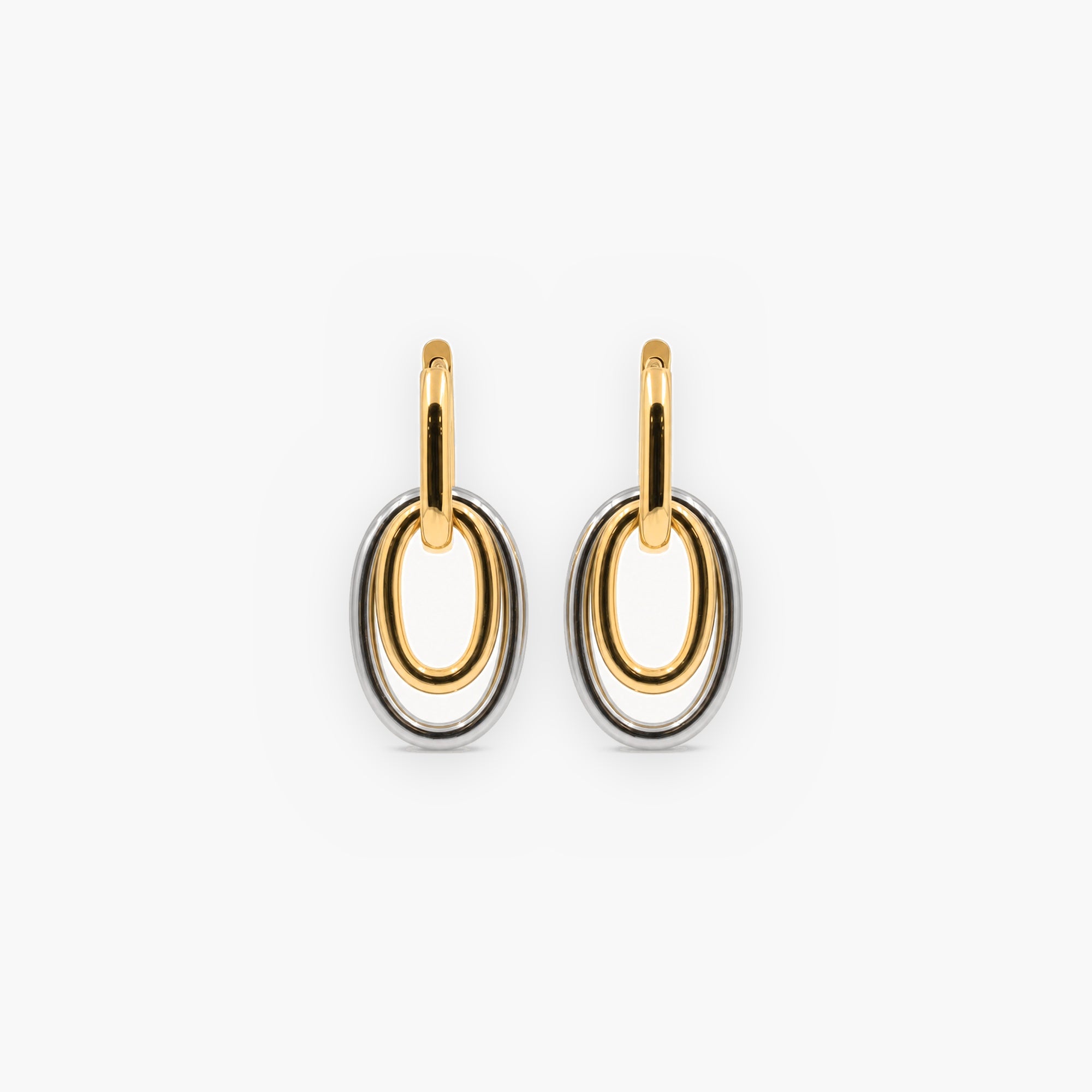 Mixed Metal Double Hoop Earrings